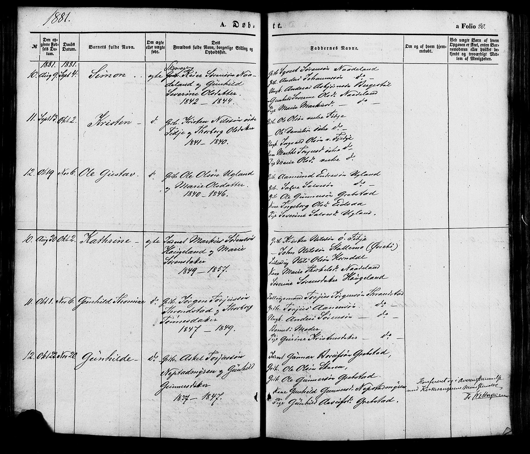 Søgne sokneprestkontor, AV/SAK-1111-0037/F/Fa/Faa/L0002: Parish register (official) no. A 2, 1854-1882, p. 80