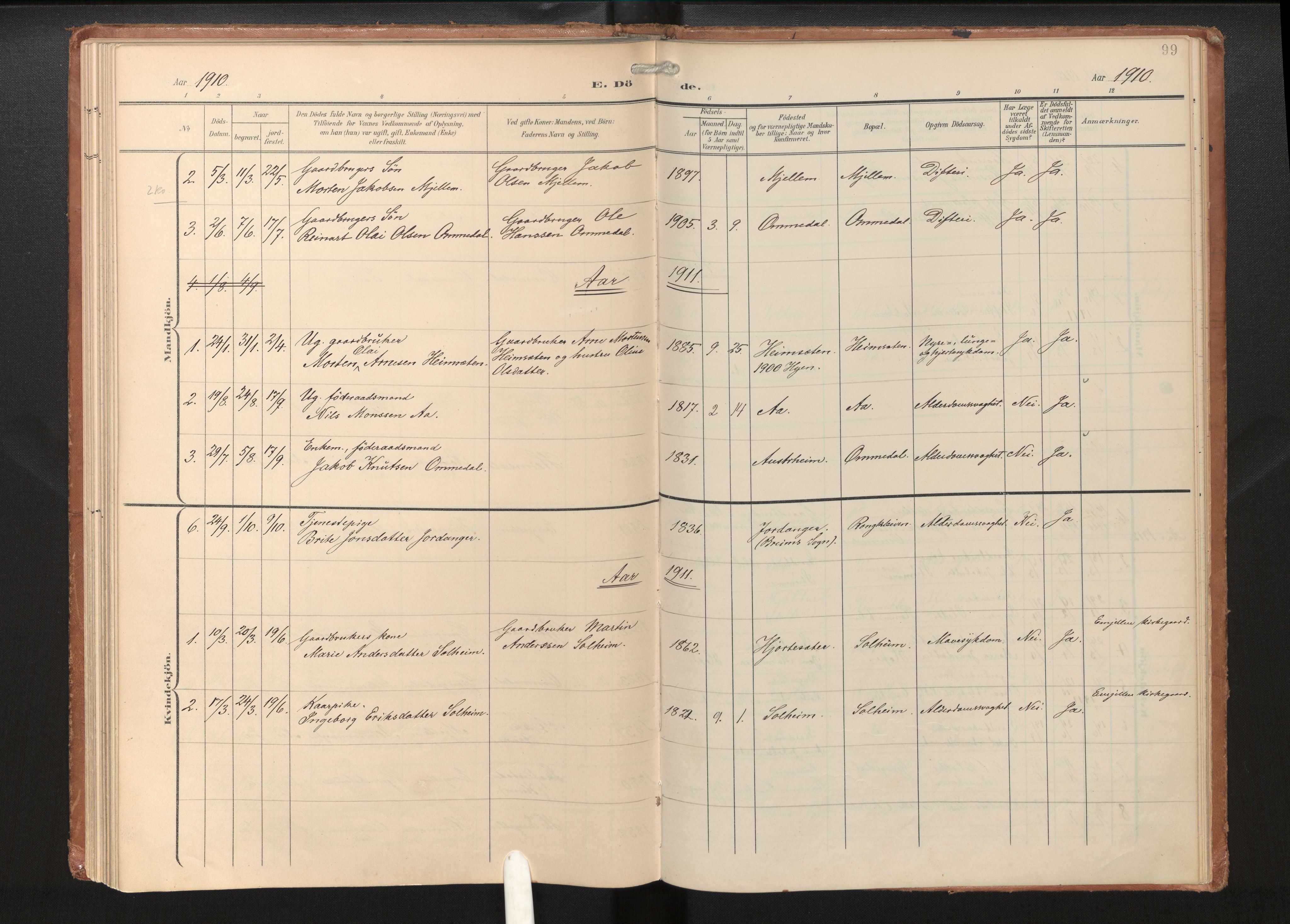 Gloppen sokneprestembete, AV/SAB-A-80101/H/Haa/Haae/L0002: Parish register (official) no. E 2, 1904-1925, p. 98b-99a