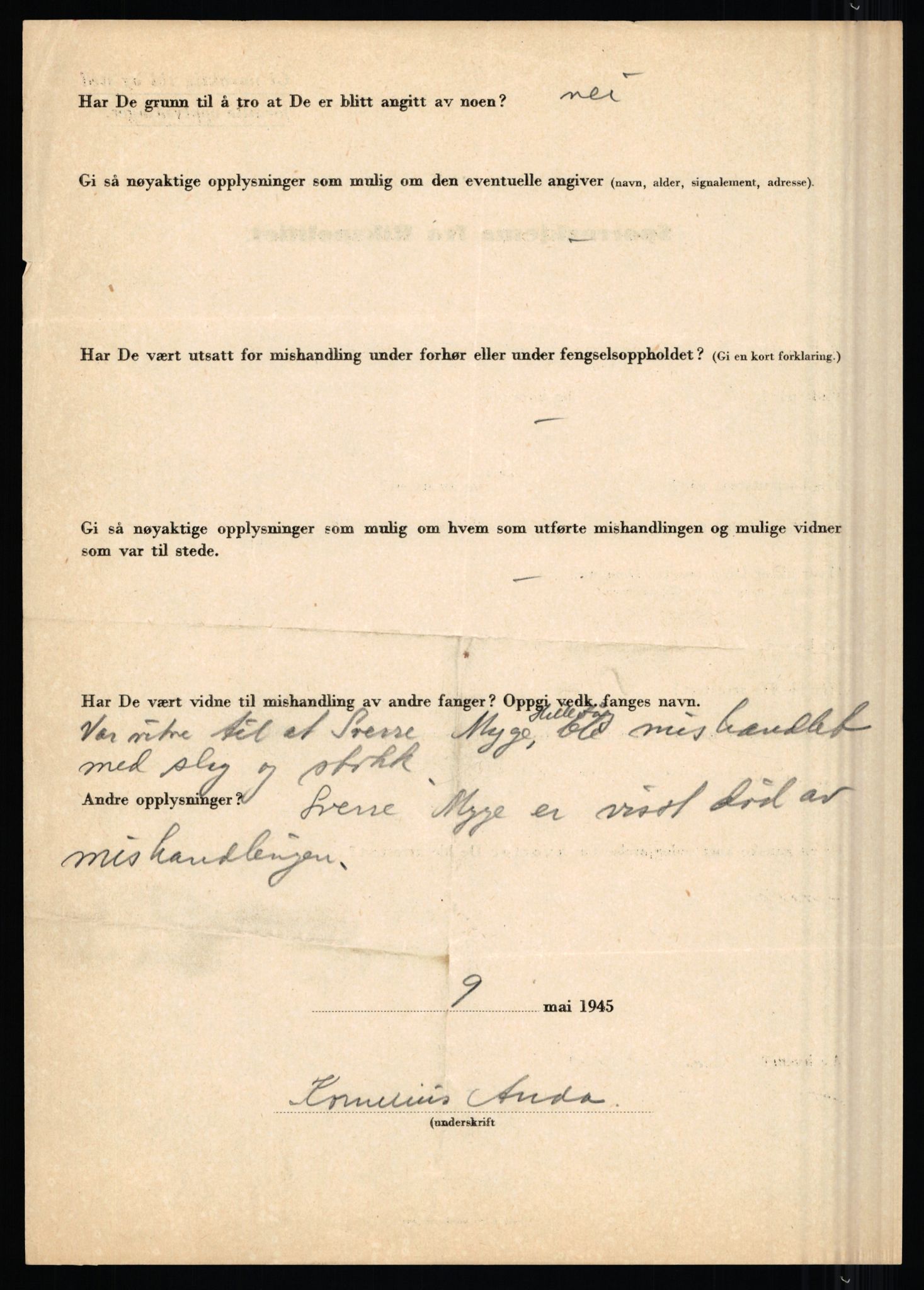 Rikspolitisjefen, AV/RA-S-1560/L/L0001: Abelseth, Rudolf - Berentsen, Odd, 1940-1945, p. 225