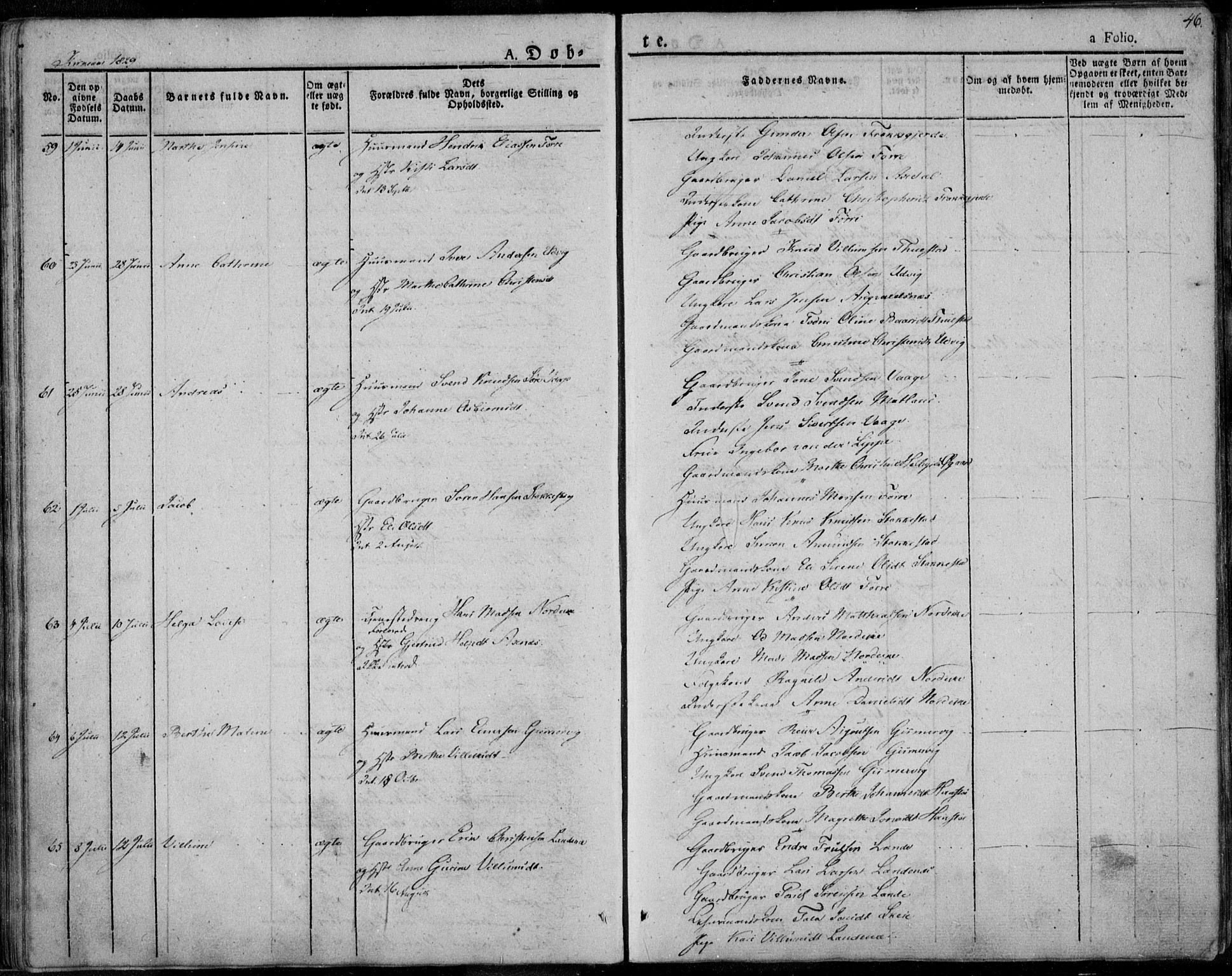 Avaldsnes sokneprestkontor, SAST/A -101851/H/Ha/Haa/L0005: Parish register (official) no. A 5.1, 1825-1841, p. 46