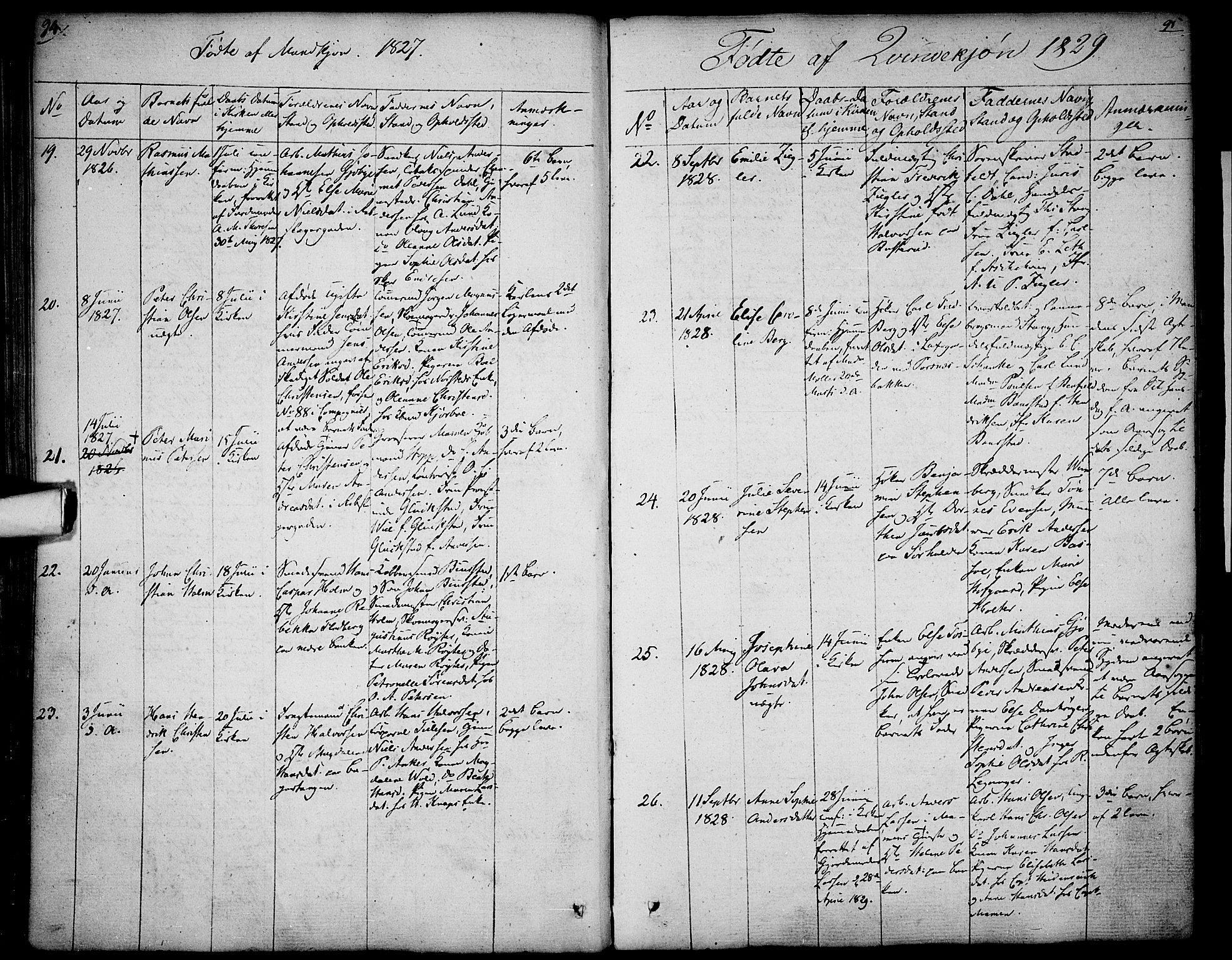 Halden prestekontor Kirkebøker, SAO/A-10909/F/Fa/L0004: Parish register (official) no. I 4, 1823-1834, p. 94-95