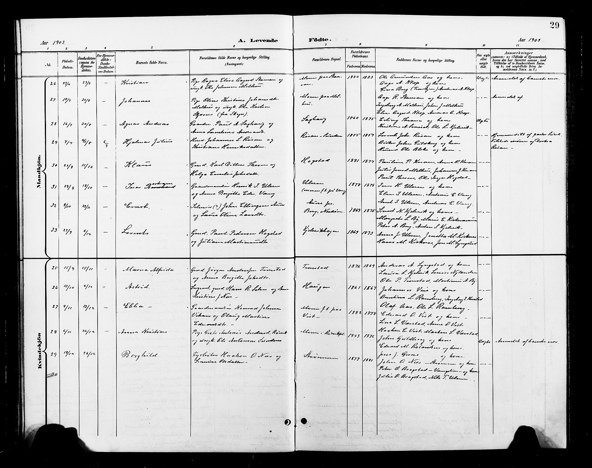 Ministerialprotokoller, klokkerbøker og fødselsregistre - Nord-Trøndelag, SAT/A-1458/730/L0302: Parish register (copy) no. 730C05, 1898-1924, p. 29