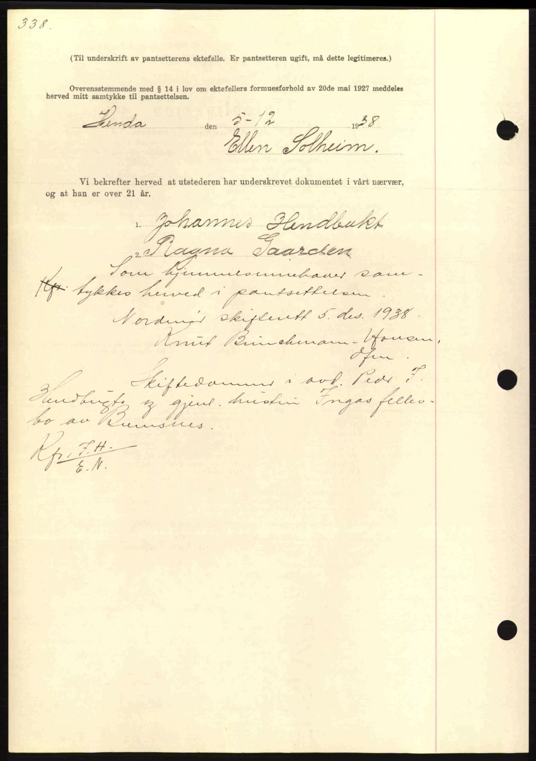 Nordmøre sorenskriveri, AV/SAT-A-4132/1/2/2Ca: Mortgage book no. B84, 1938-1939, Diary no: : 2845/1938