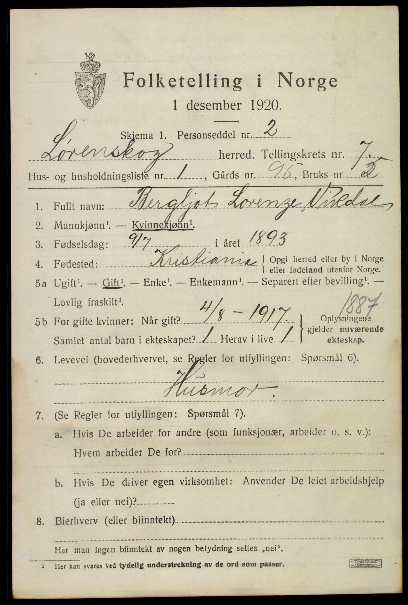 SAO, 1920 census for Lørenskog, 1920, p. 5768