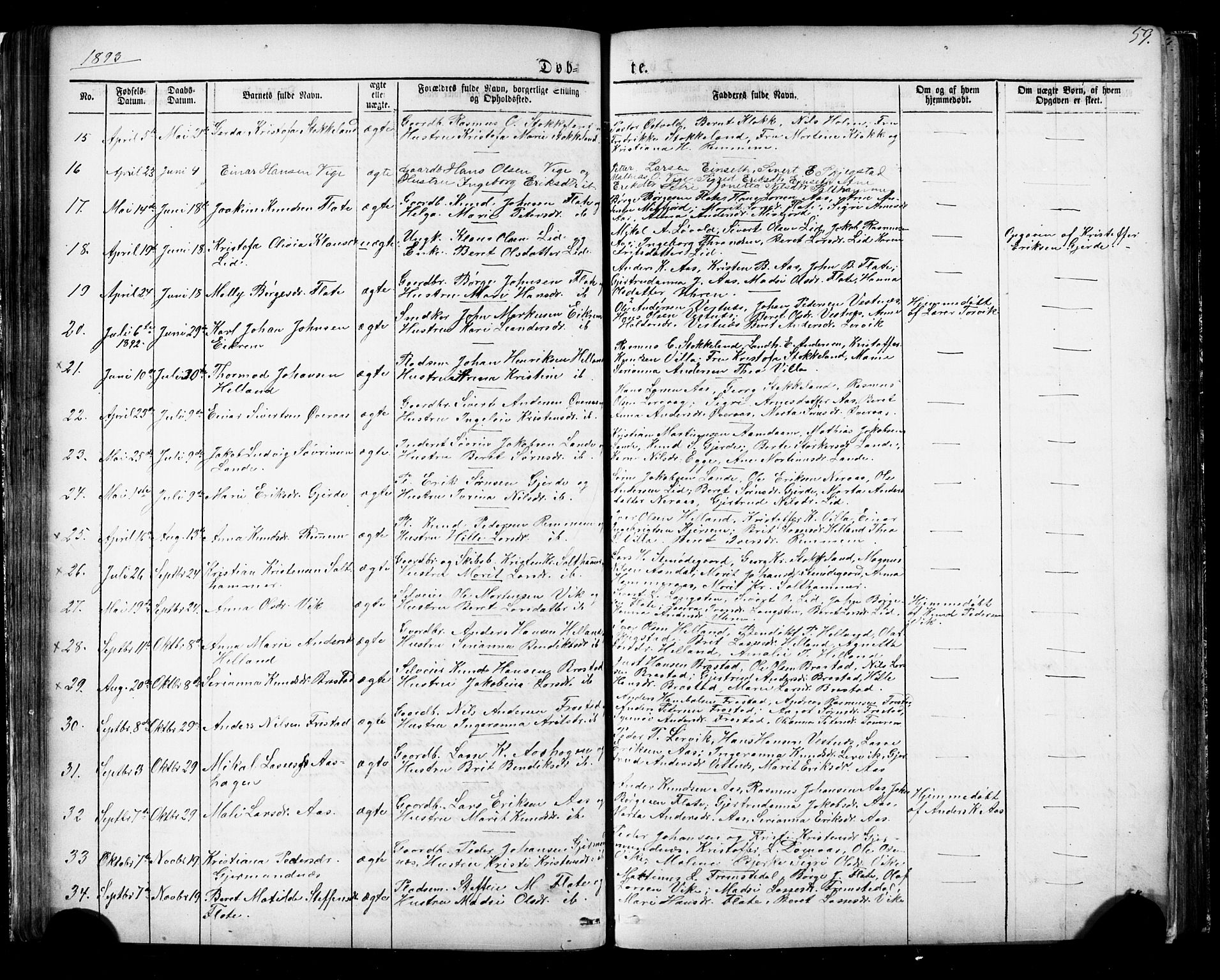 Ministerialprotokoller, klokkerbøker og fødselsregistre - Møre og Romsdal, AV/SAT-A-1454/539/L0536: Parish register (copy) no. 539C02, 1867-1913, p. 59