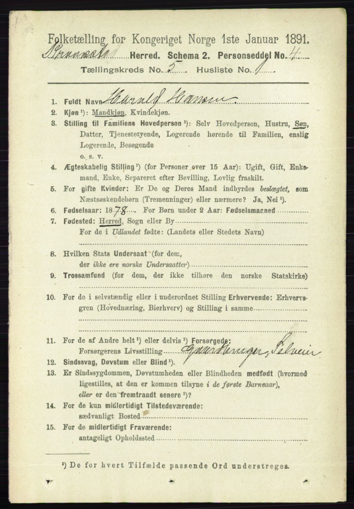 RA, 1891 census for 0212 Kråkstad, 1891, p. 2488