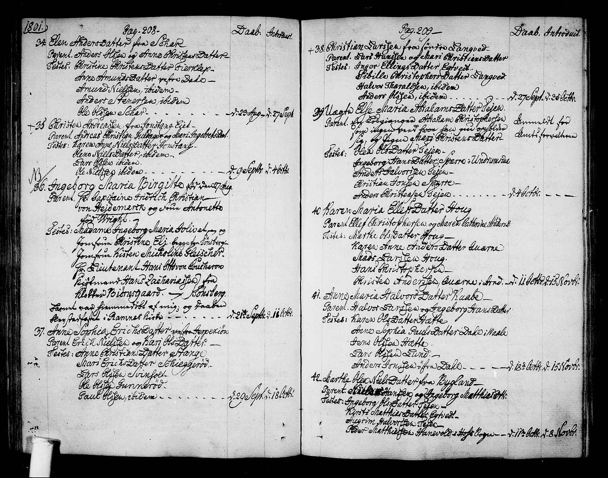Ramnes kirkebøker, SAKO/A-314/F/Fa/L0003: Parish register (official) no. I 3, 1790-1813, p. 208-209