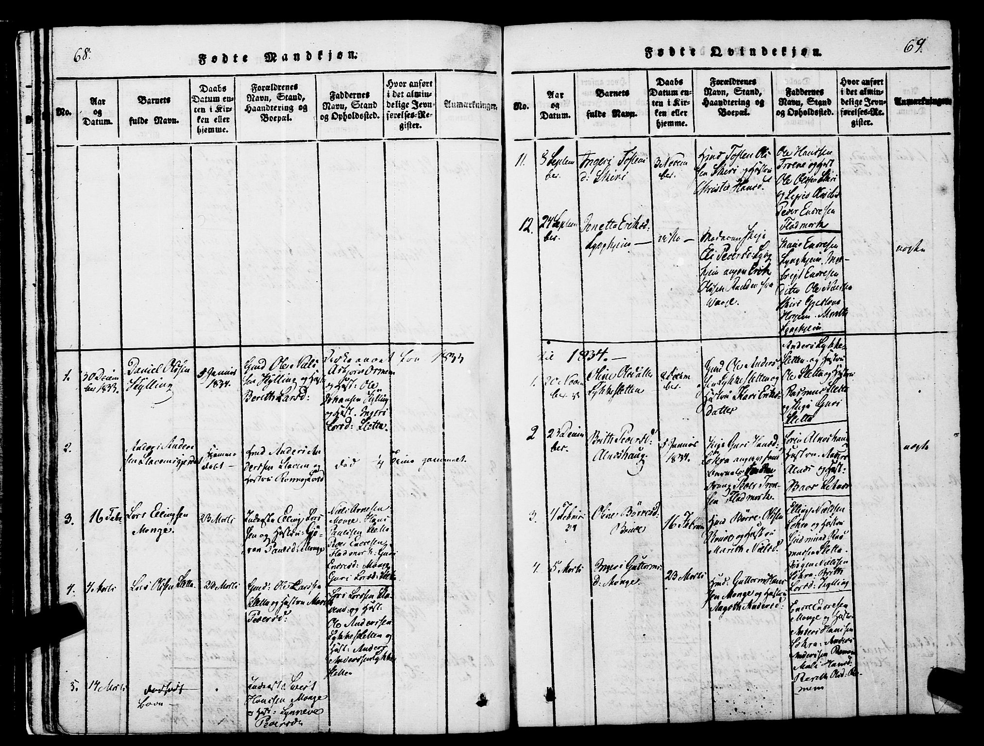 Ministerialprotokoller, klokkerbøker og fødselsregistre - Møre og Romsdal, SAT/A-1454/546/L0593: Parish register (official) no. 546A01, 1818-1853, p. 68-69