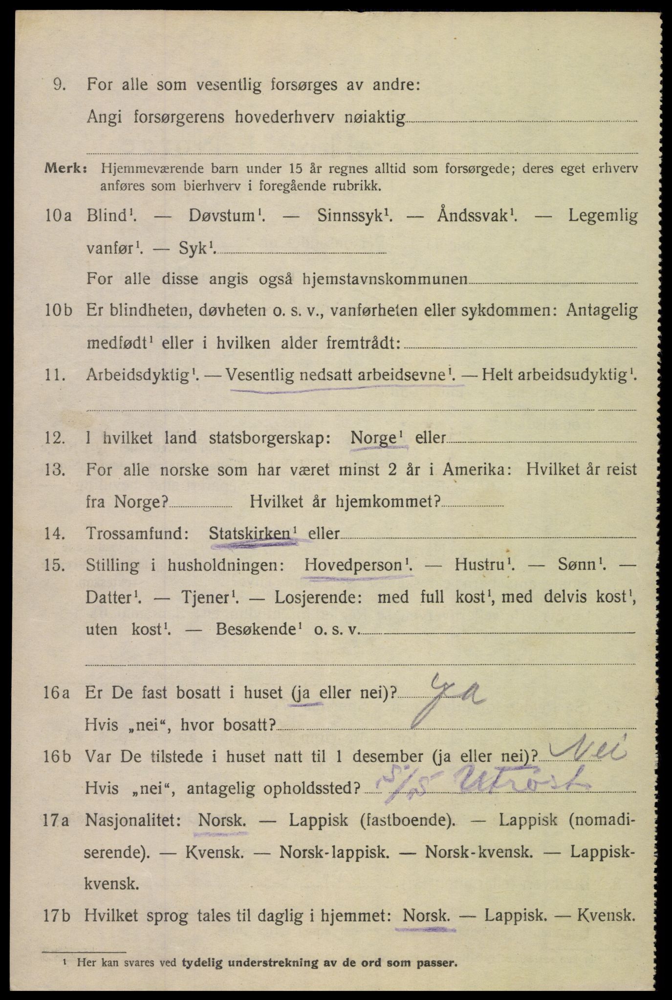 SAT, 1920 census for Bodø, 1920, p. 7916
