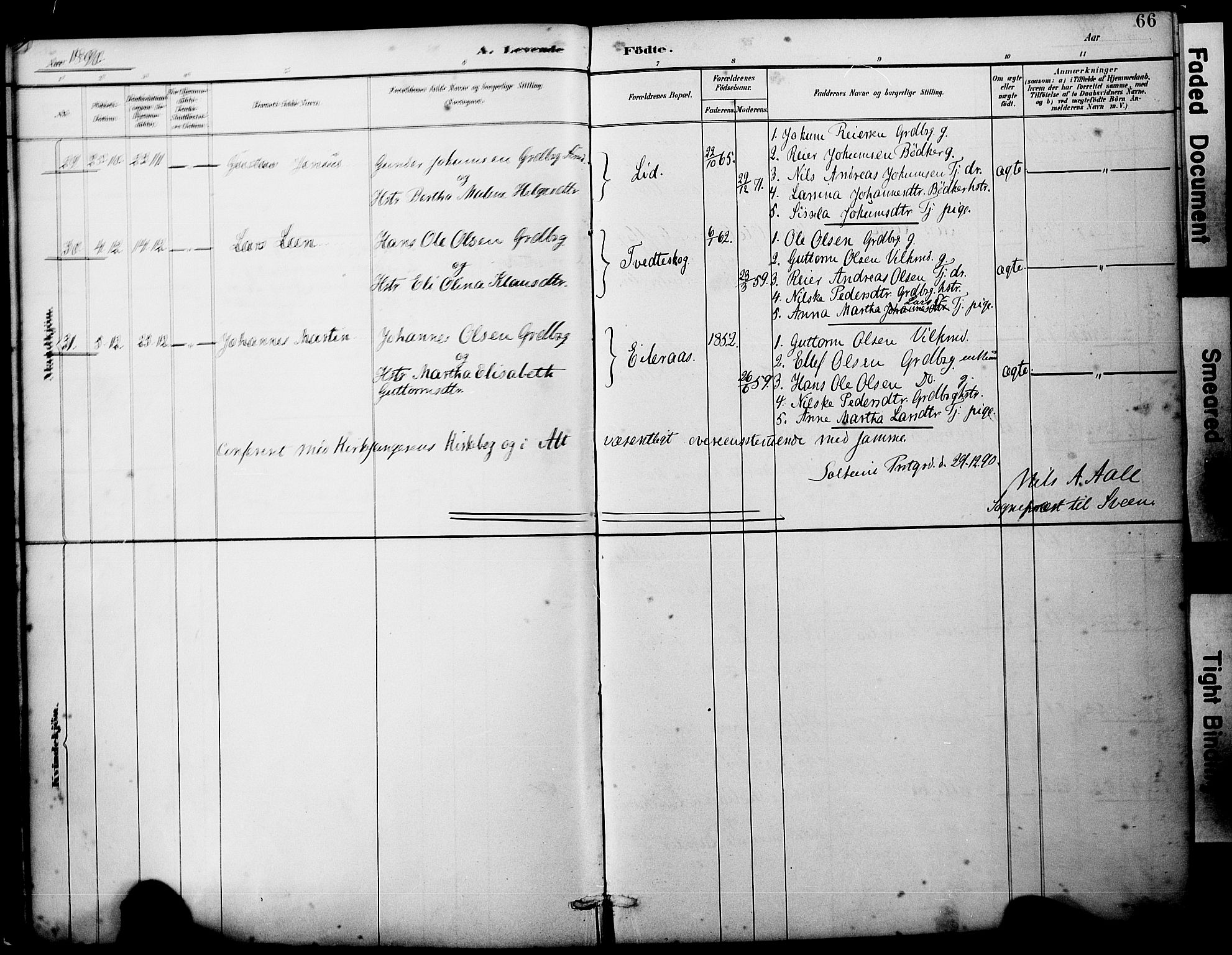 Sveio Sokneprestembete, AV/SAB-A-78501/H/Haa: Parish register (official) no. B 2, 1883-1894, p. 66