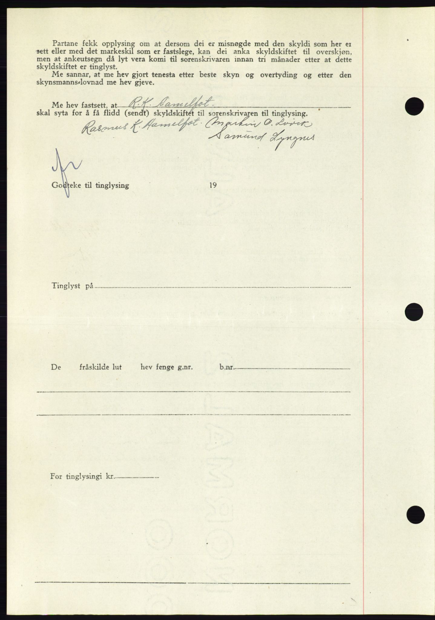 Søre Sunnmøre sorenskriveri, AV/SAT-A-4122/1/2/2C/L0081: Mortgage book no. 7A, 1947-1948, Diary no: : 1439/1947