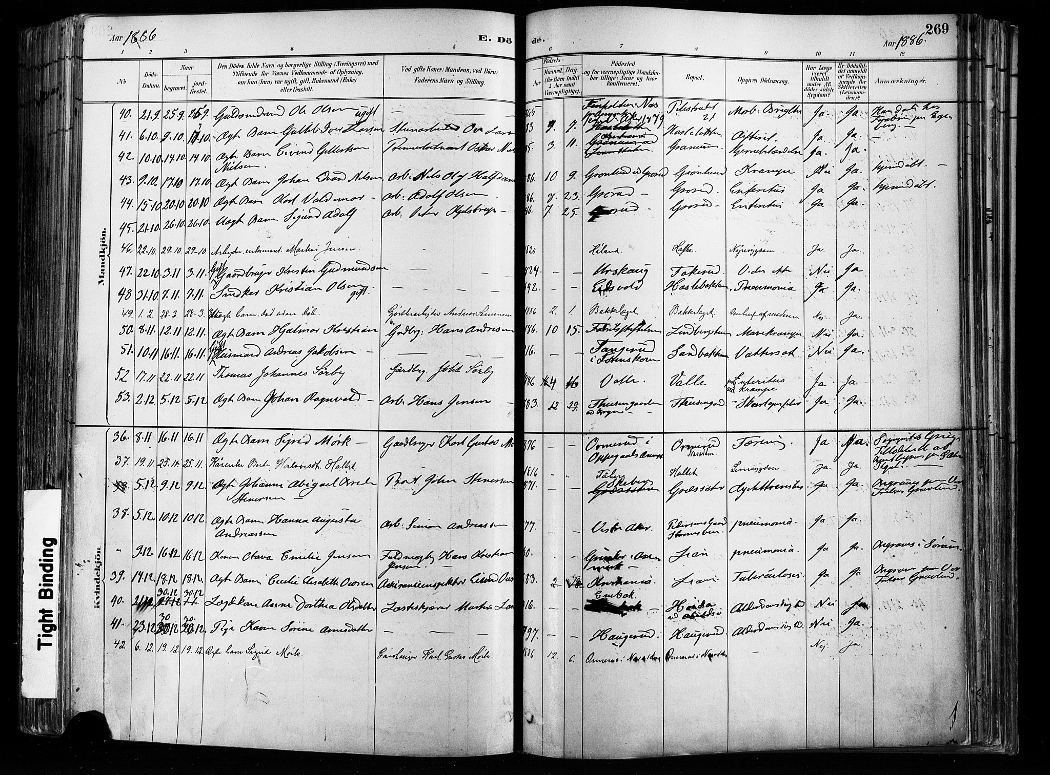 Østre Aker prestekontor Kirkebøker, AV/SAO-A-10840/F/Fa/L0008: Parish register (official) no. I 8, 1883-1894, p. 269