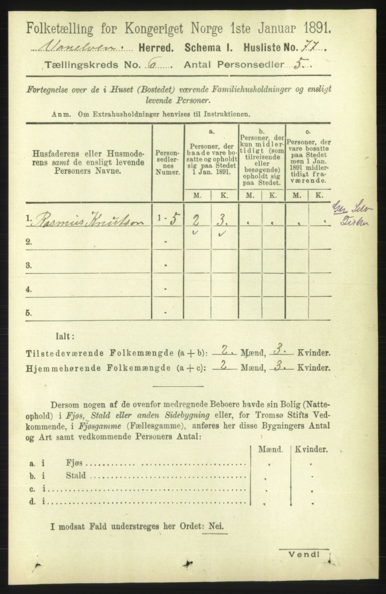 RA, 1891 census for 1511 Vanylven, 1891, p. 2692