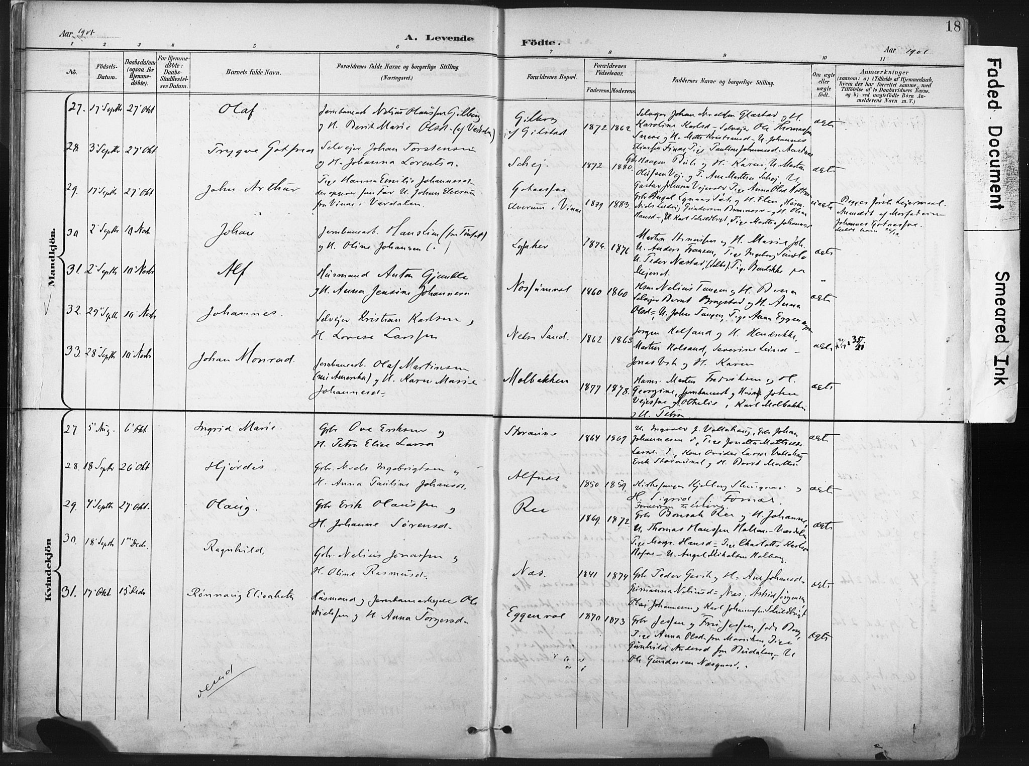 Ministerialprotokoller, klokkerbøker og fødselsregistre - Nord-Trøndelag, SAT/A-1458/717/L0162: Parish register (official) no. 717A12, 1898-1923, p. 18