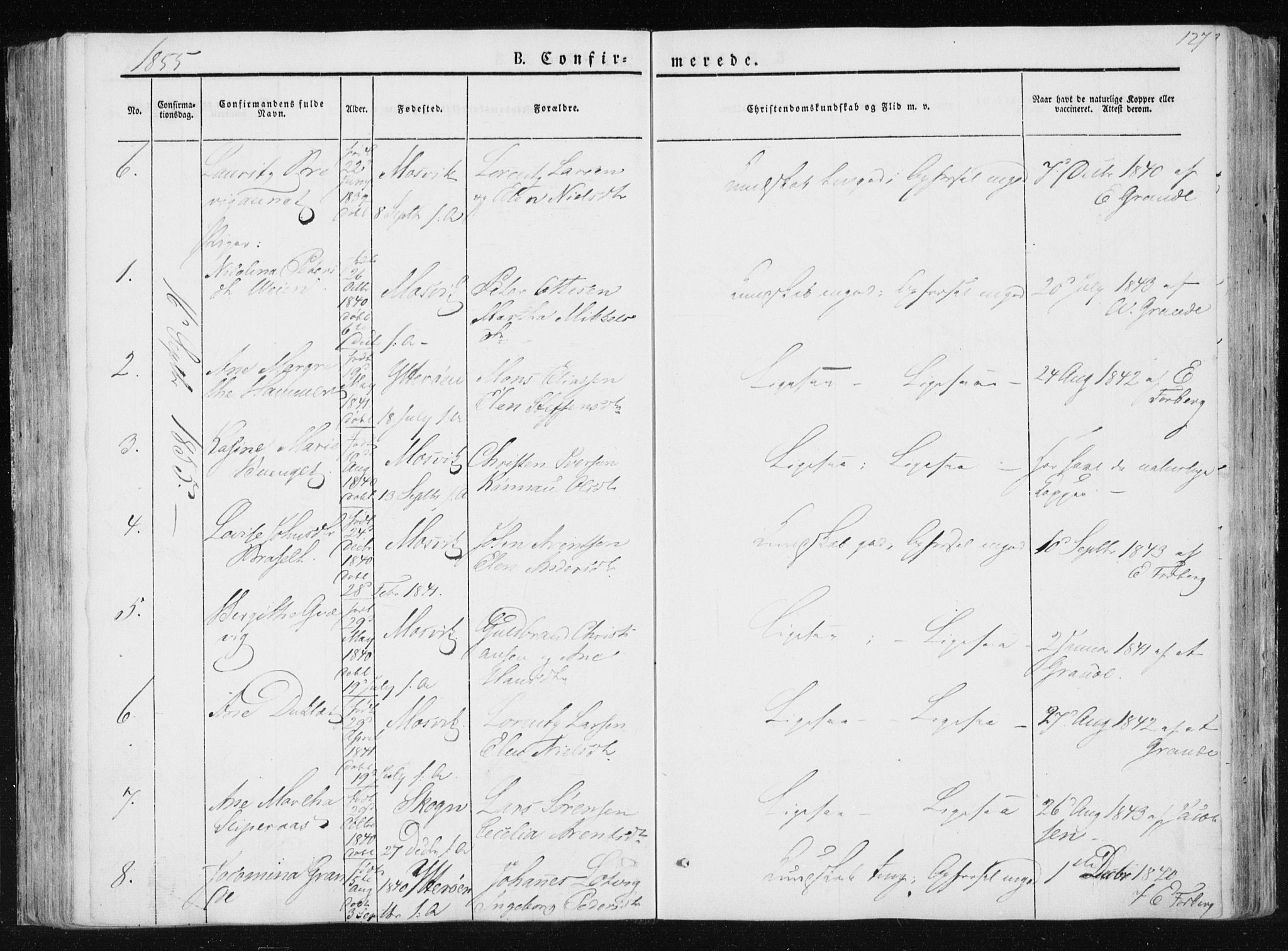 Ministerialprotokoller, klokkerbøker og fødselsregistre - Nord-Trøndelag, AV/SAT-A-1458/733/L0323: Parish register (official) no. 733A02, 1843-1870, p. 127