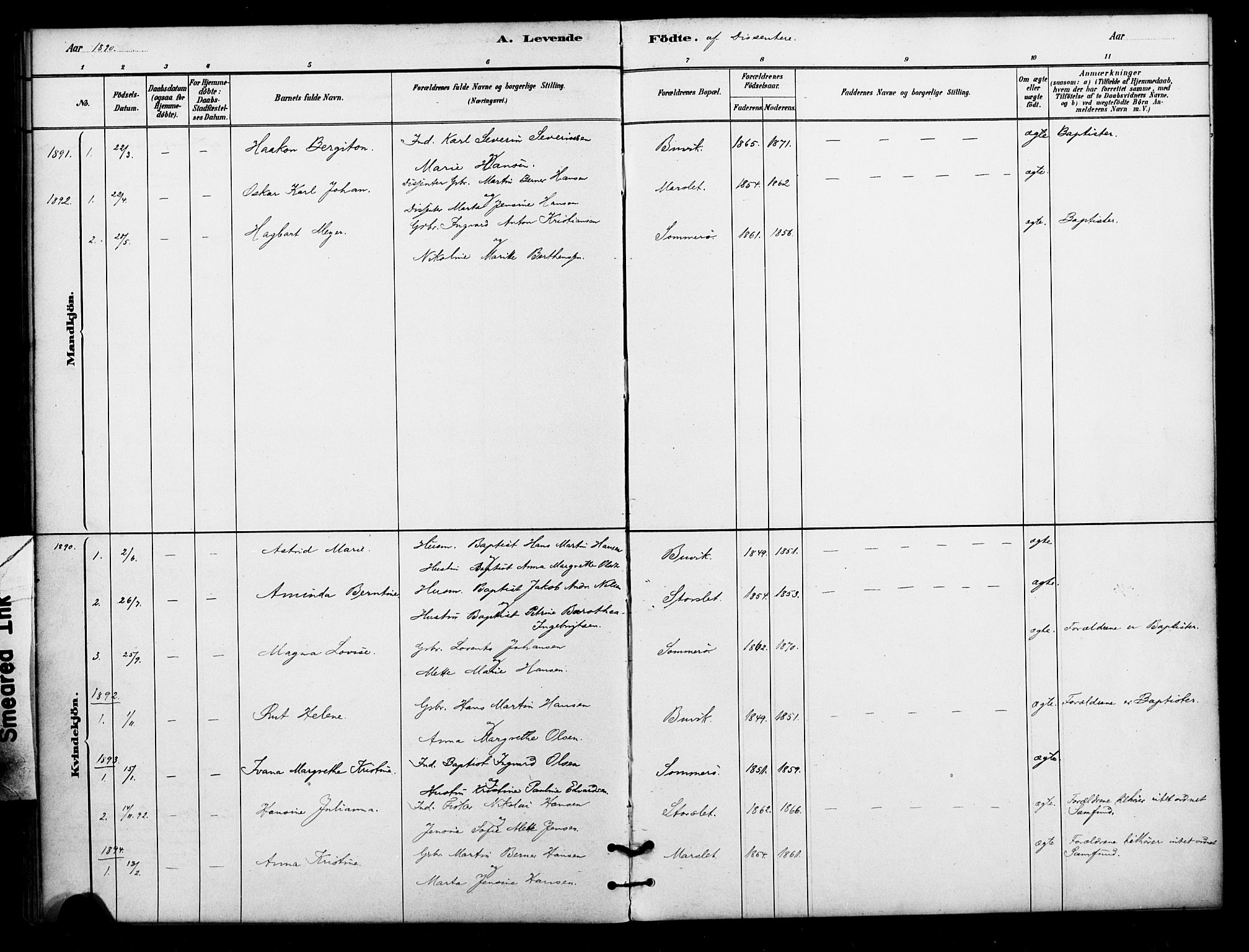 Lenvik sokneprestembete, SATØ/S-1310/H/Ha/Haa/L0012kirke: Parish register (official) no. 12, 1880-1895