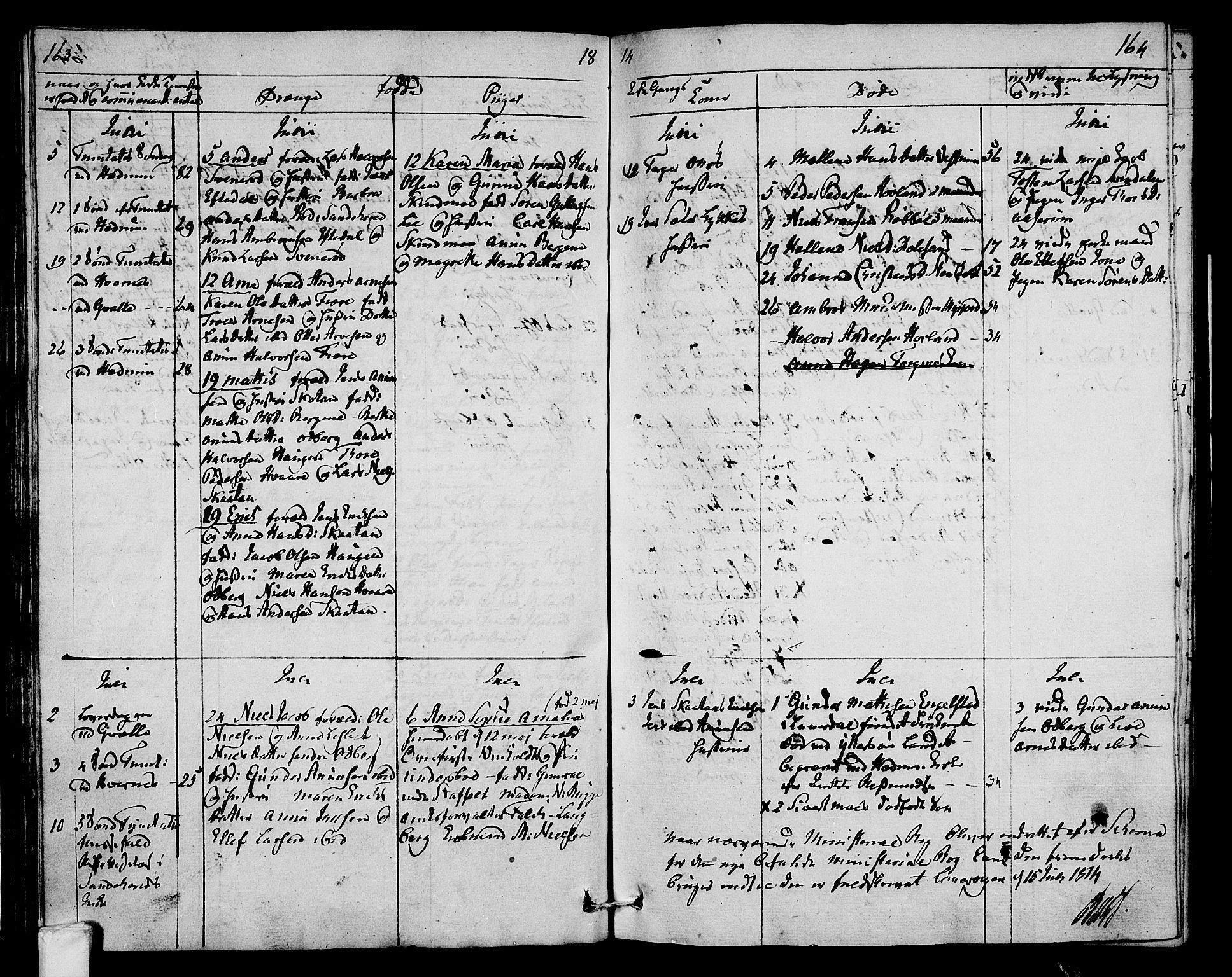 Hedrum kirkebøker, AV/SAKO-A-344/F/Fa/L0003: Parish register (official) no. I 3, 1807-1816, p. 163-164