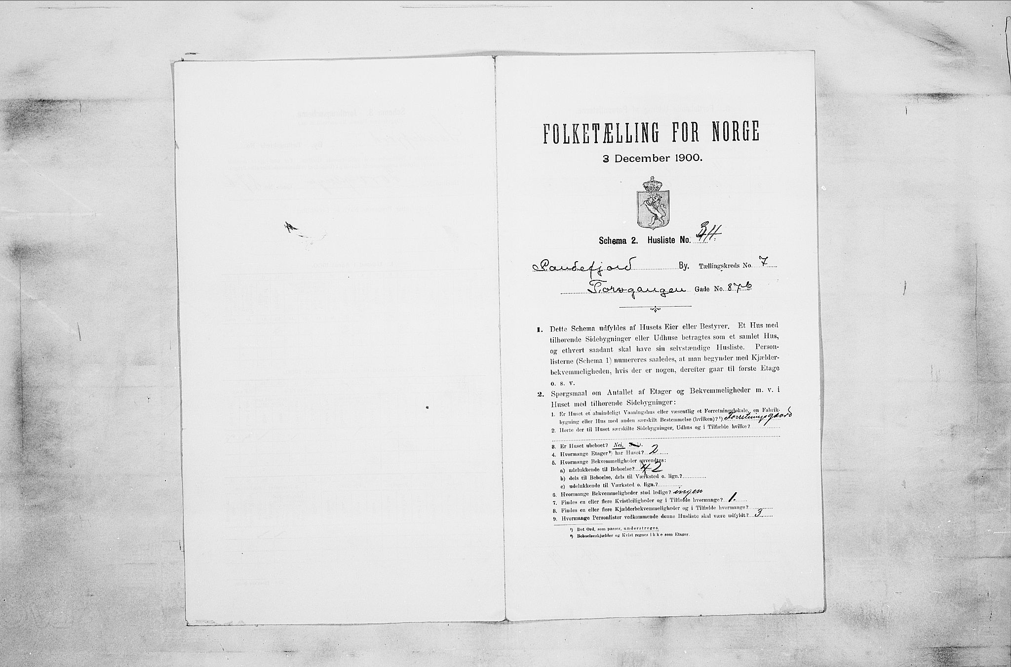 RA, 1900 census for Sandefjord, 1900, p. 1871