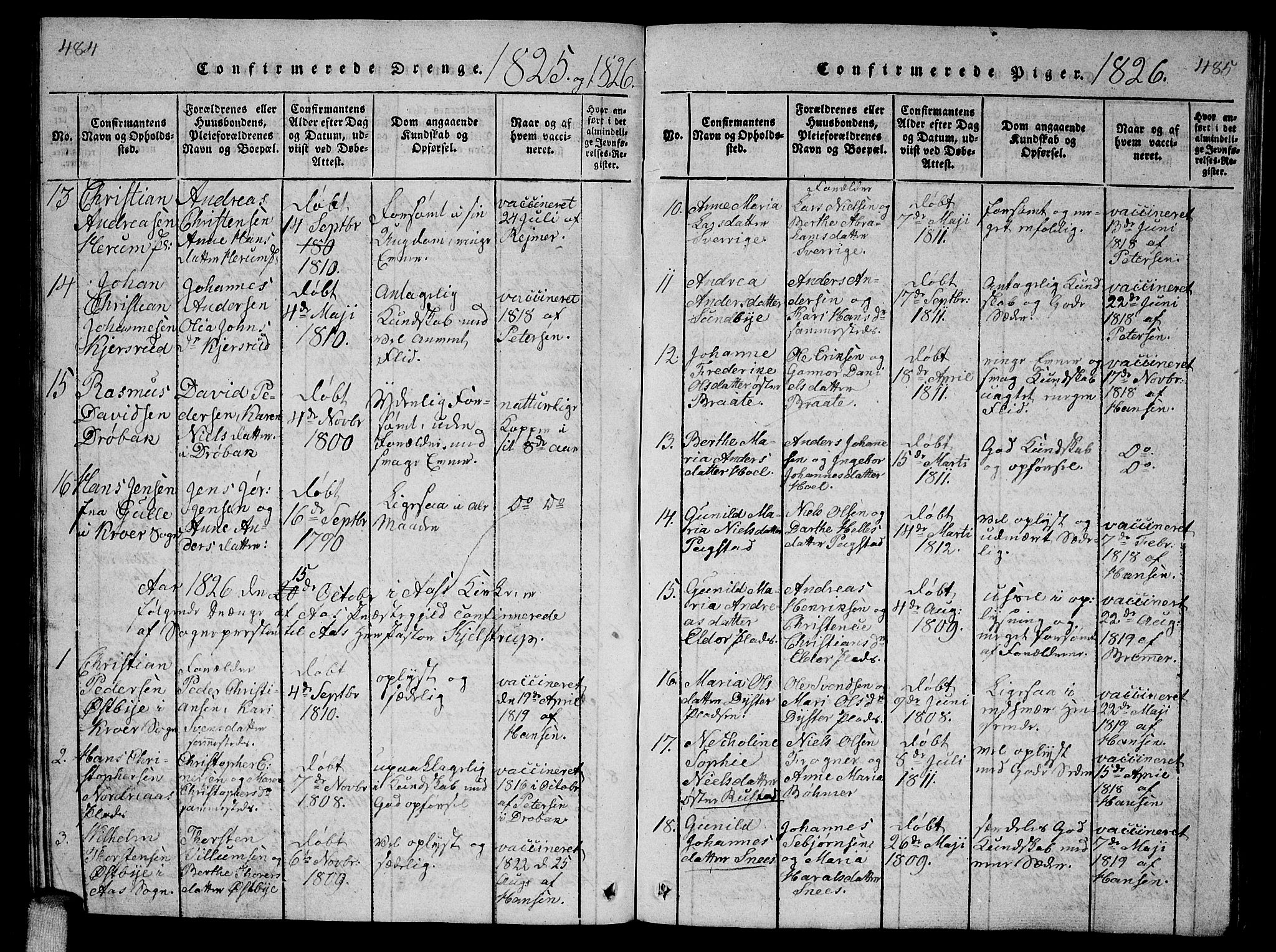 Ås prestekontor Kirkebøker, AV/SAO-A-10894/G/Ga/L0002: Parish register (copy) no. I 2, 1820-1836, p. 484-485