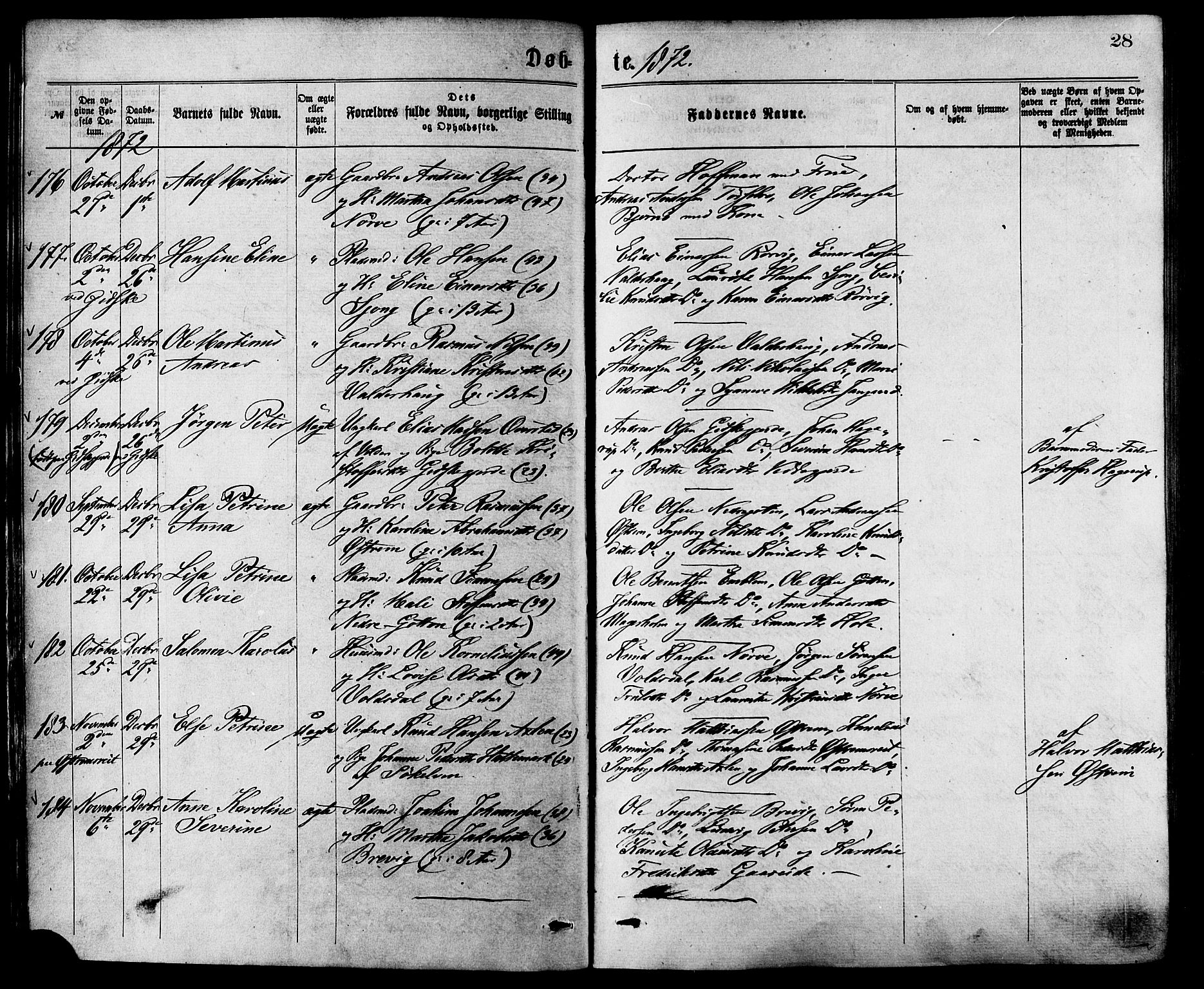 Ministerialprotokoller, klokkerbøker og fødselsregistre - Møre og Romsdal, AV/SAT-A-1454/528/L0400: Parish register (official) no. 528A11, 1871-1879, p. 28