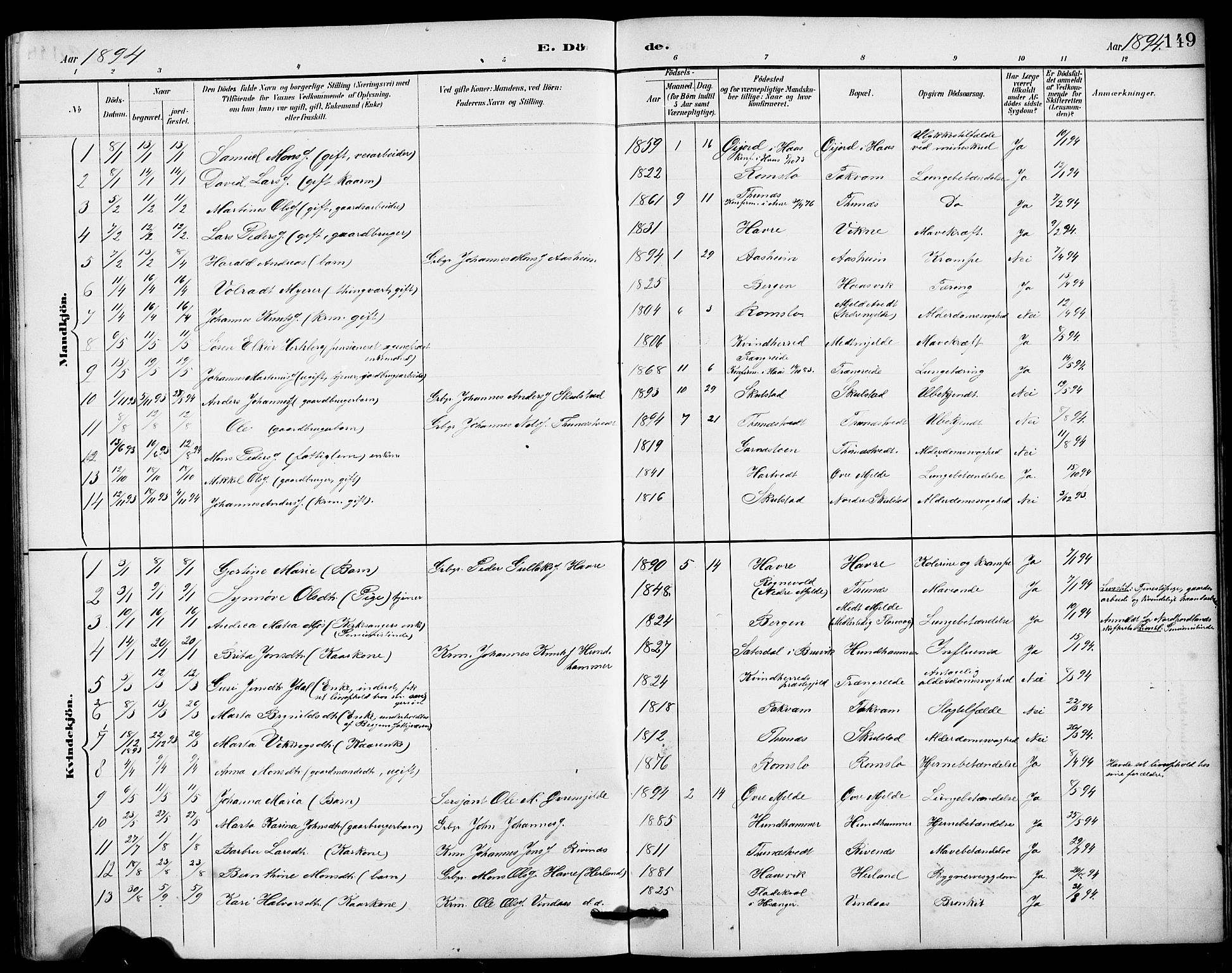 Haus sokneprestembete, AV/SAB-A-75601/H/Hab: Parish register (copy) no. B 3, 1885-1899, p. 149
