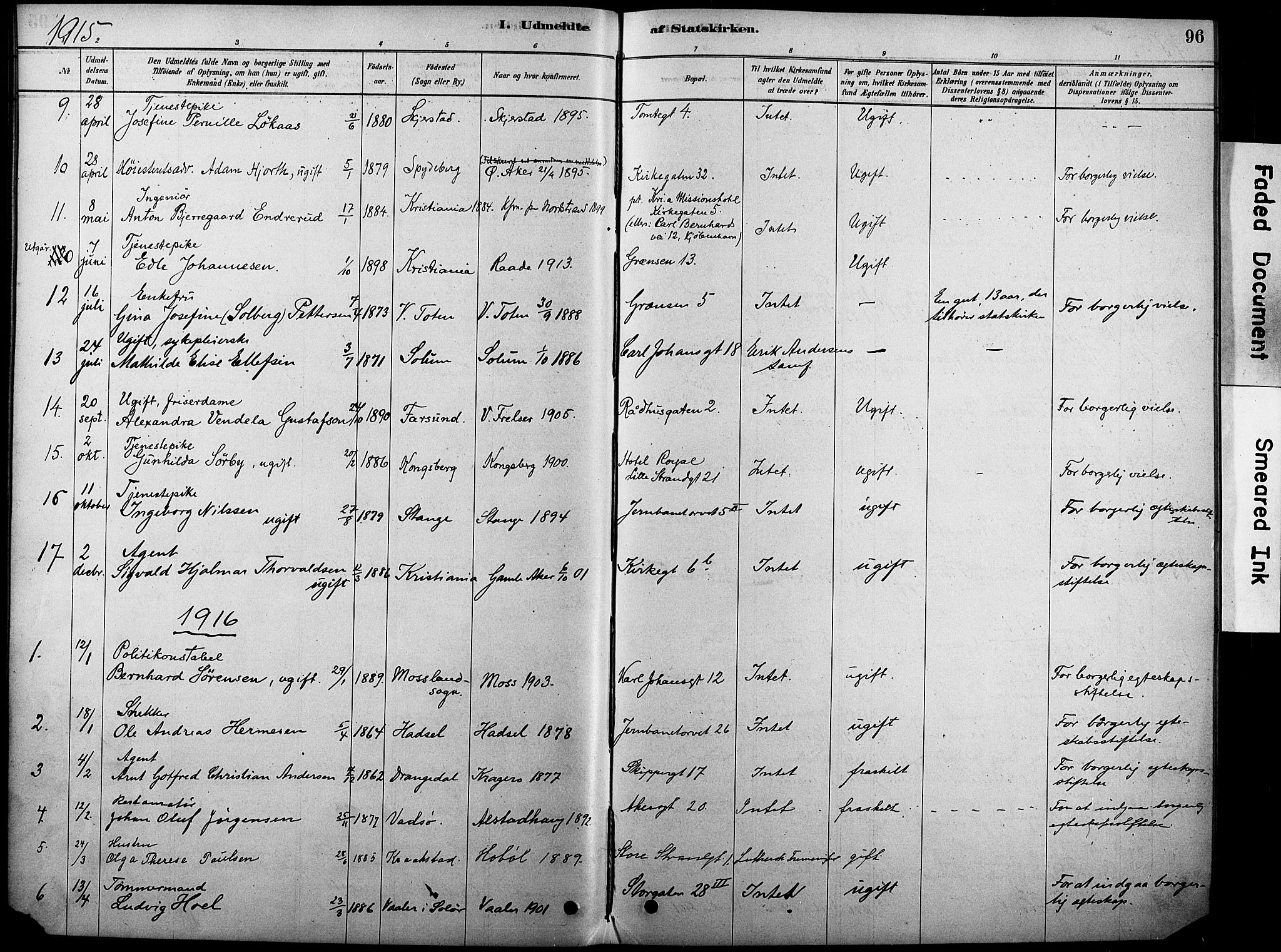 Oslo domkirke Kirkebøker, SAO/A-10752/F/Fa/L0038: Parish register (official) no. 38, 1878-1921, p. 96