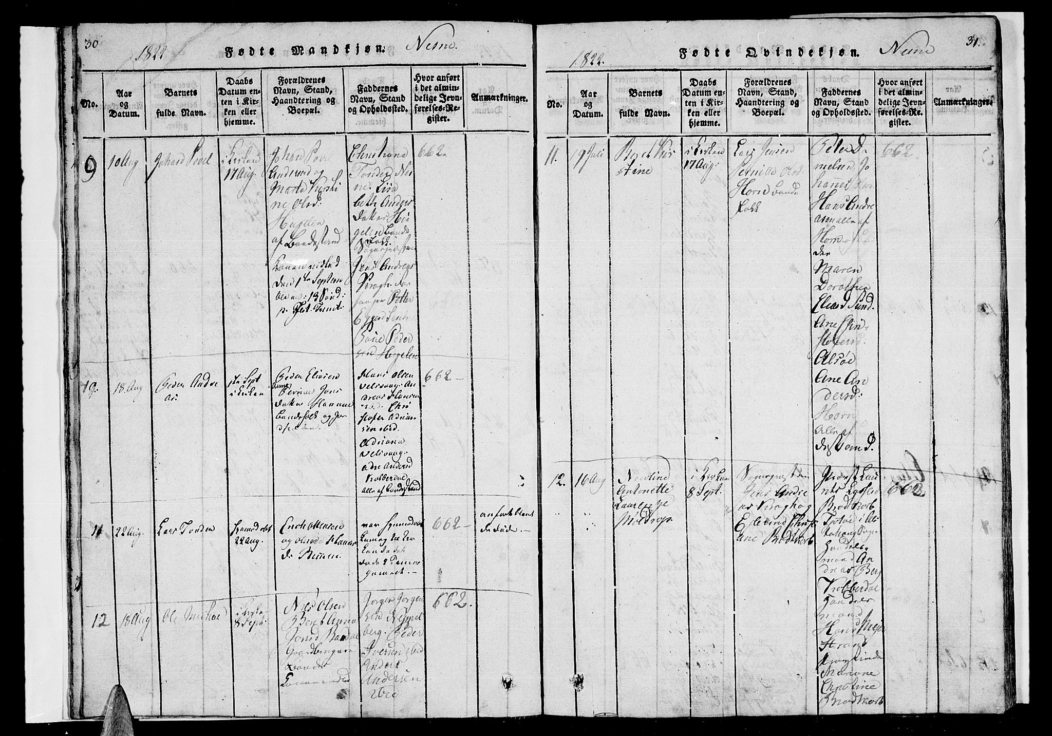 Ministerialprotokoller, klokkerbøker og fødselsregistre - Nordland, AV/SAT-A-1459/838/L0546: Parish register (official) no. 838A05 /1, 1820-1828, p. 30-31