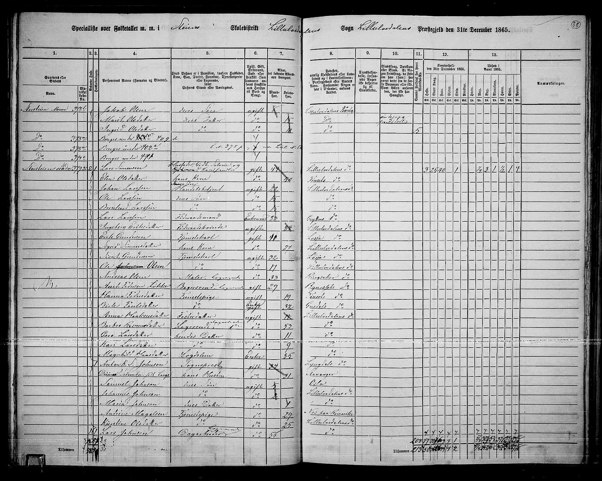 RA, 1865 census for Lille Elvedalen, 1865, p. 34