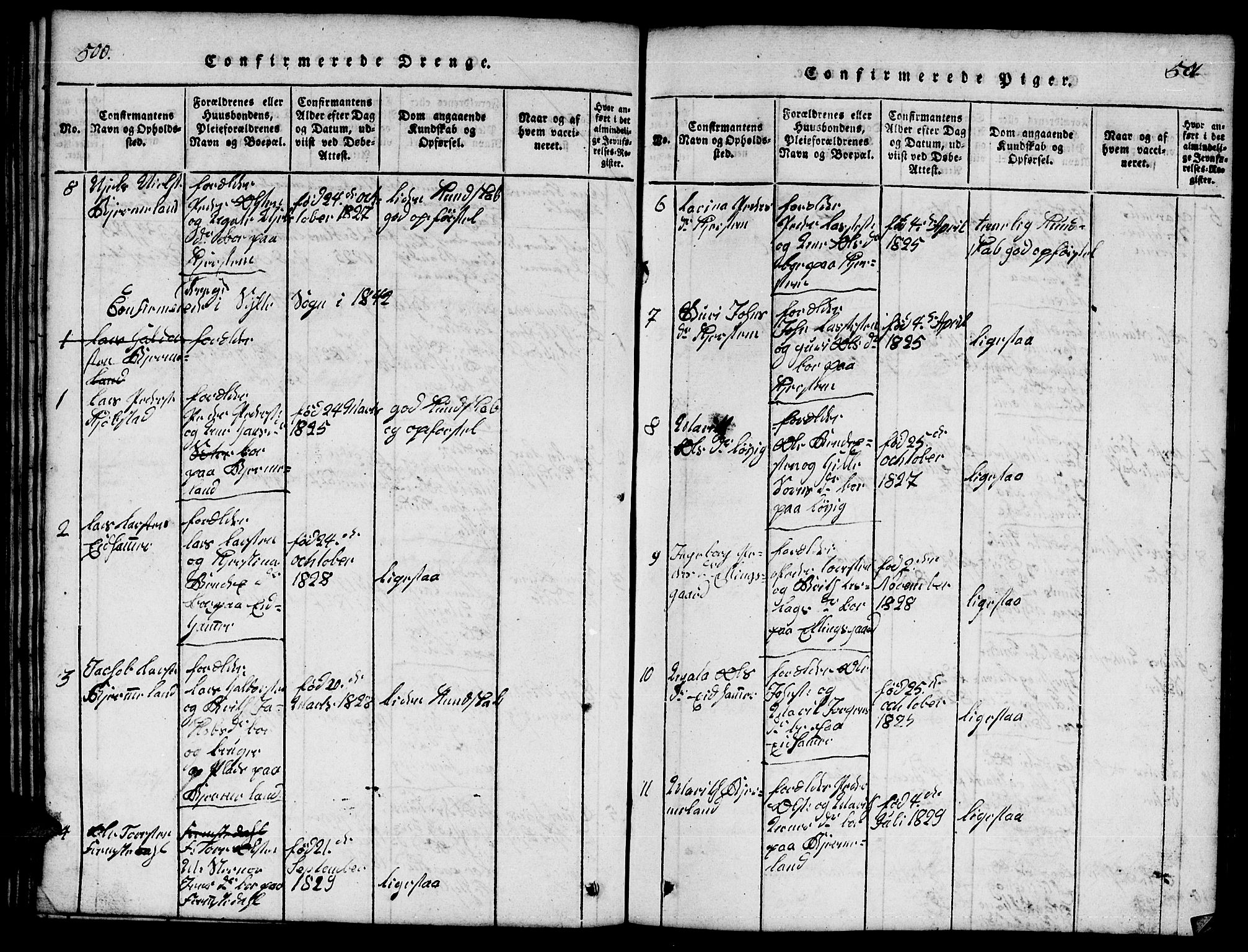 Ministerialprotokoller, klokkerbøker og fødselsregistre - Møre og Romsdal, SAT/A-1454/541/L0546: Parish register (copy) no. 541C01, 1818-1856, p. 500-501