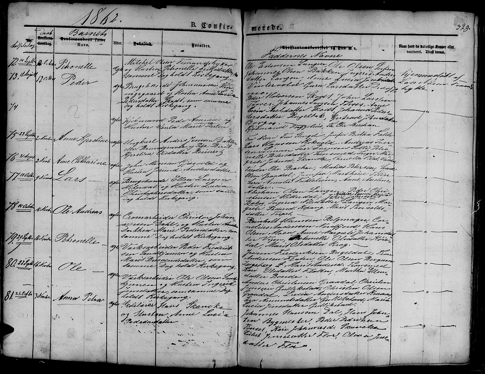 Ministerialprotokoller, klokkerbøker og fødselsregistre - Sør-Trøndelag, AV/SAT-A-1456/681/L0938: Parish register (copy) no. 681C02, 1829-1879, p. 329