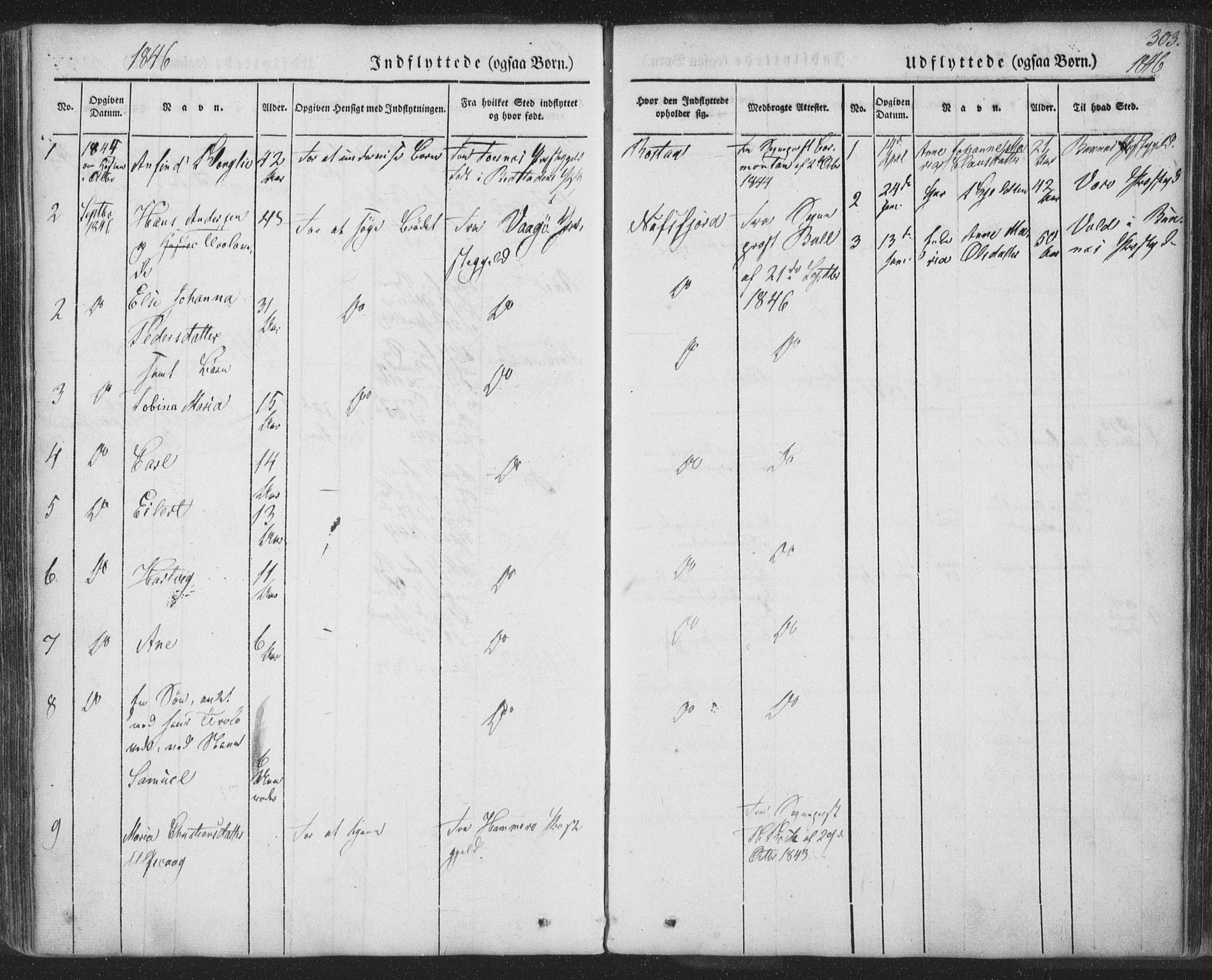 Ministerialprotokoller, klokkerbøker og fødselsregistre - Nordland, AV/SAT-A-1459/885/L1202: Parish register (official) no. 885A03, 1838-1859, p. 303