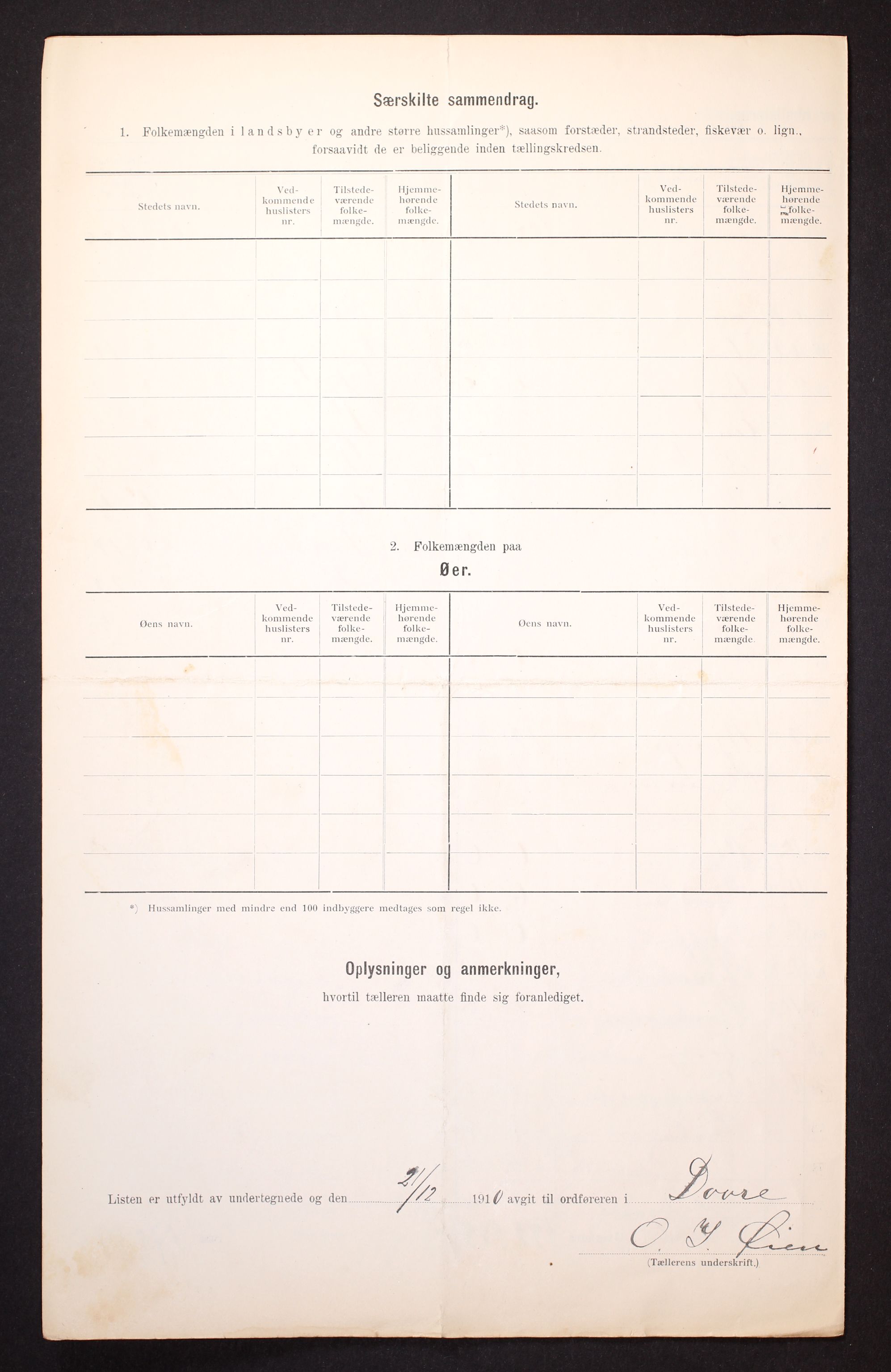 RA, 1910 census for Dovre, 1910, p. 6