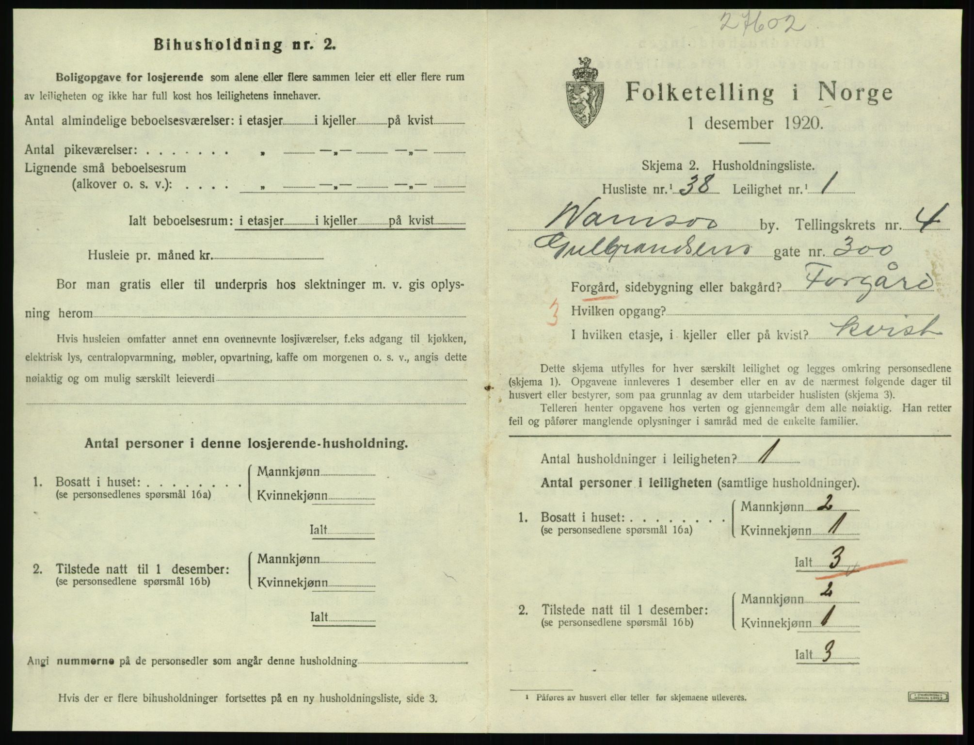 SAT, 1920 census for Namsos, 1920, p. 1541