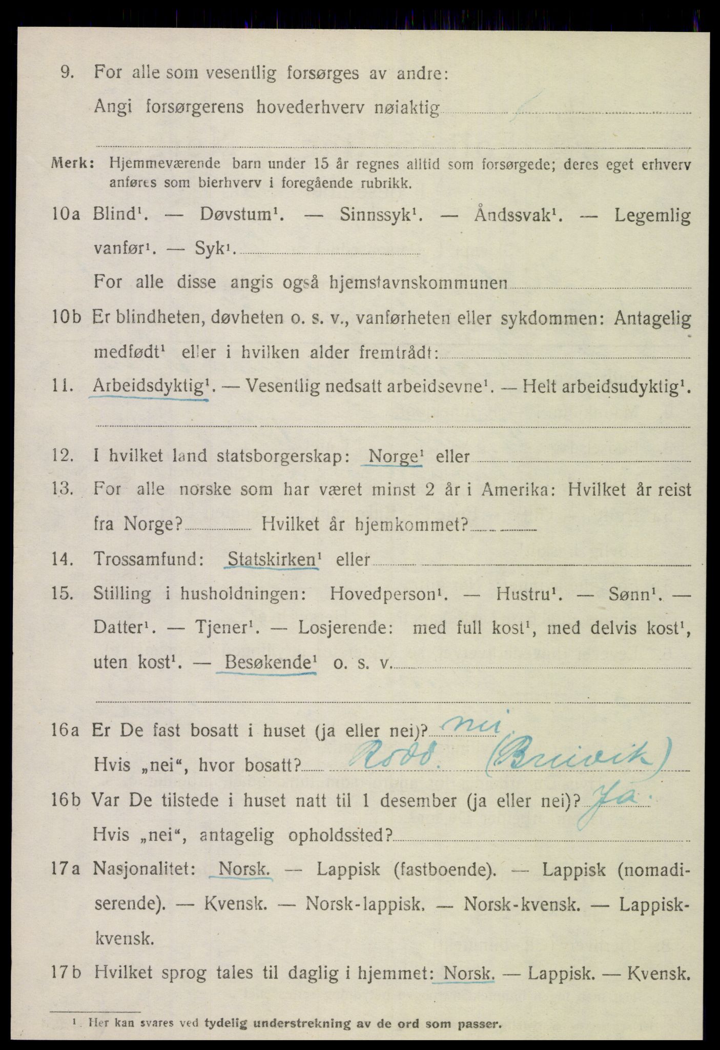 SAT, 1920 census for Meløy, 1920, p. 4420