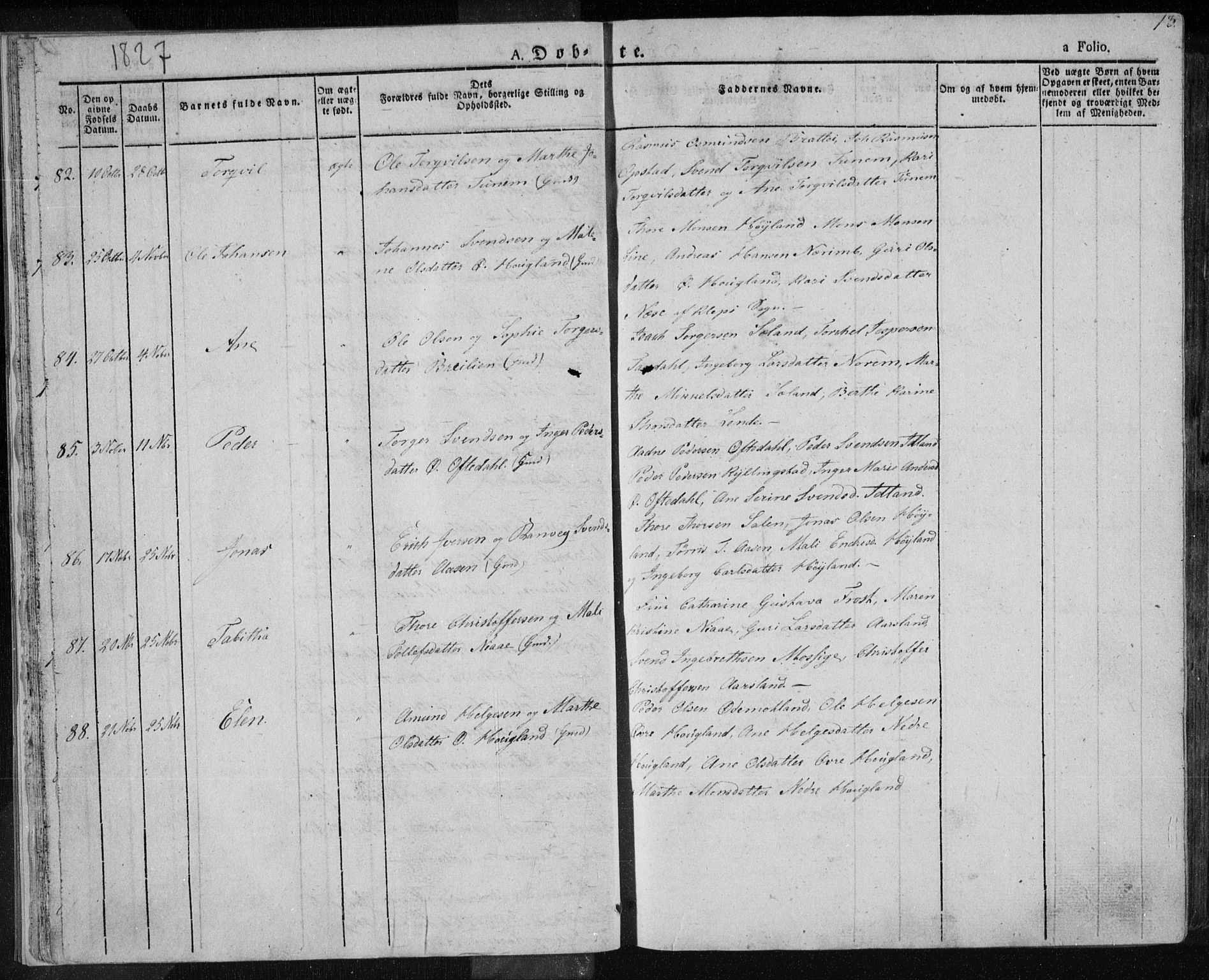 Lye sokneprestkontor, AV/SAST-A-101794/001/30BA/L0004: Parish register (official) no. A 4, 1826-1841, p. 13