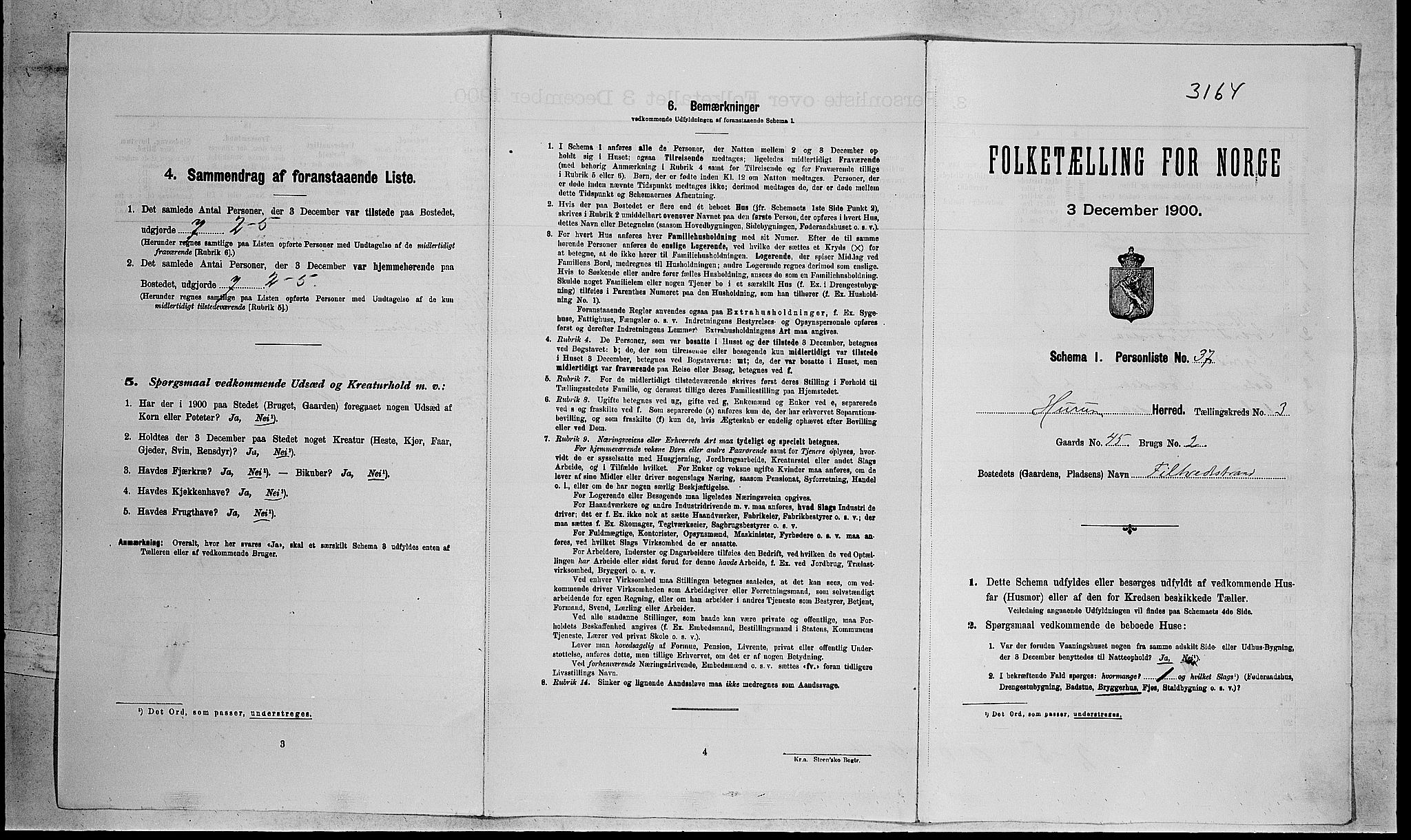 RA, 1900 census for Hurum, 1900, p. 360