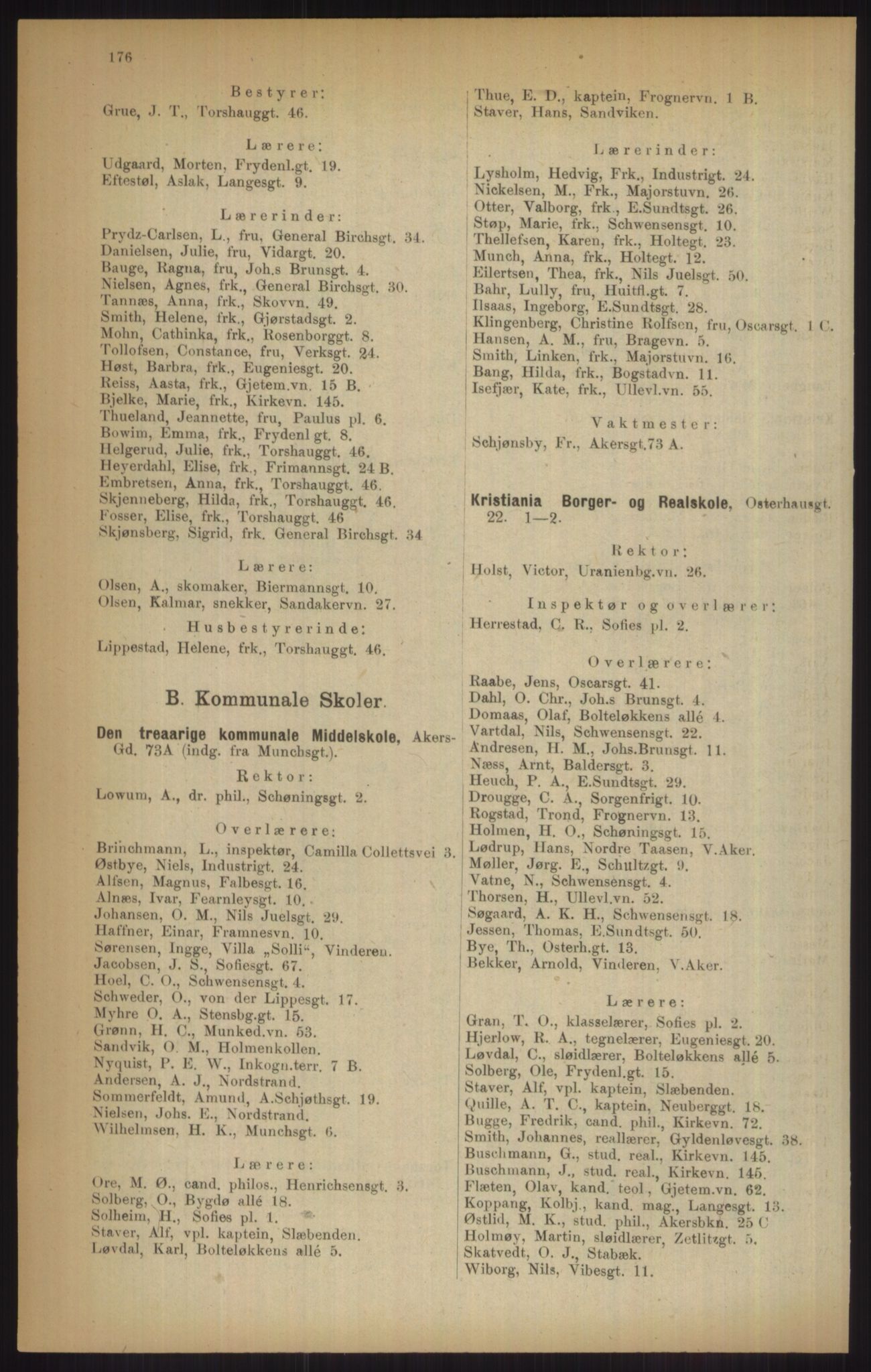 Kristiania/Oslo adressebok, PUBL/-, 1915, p. 176