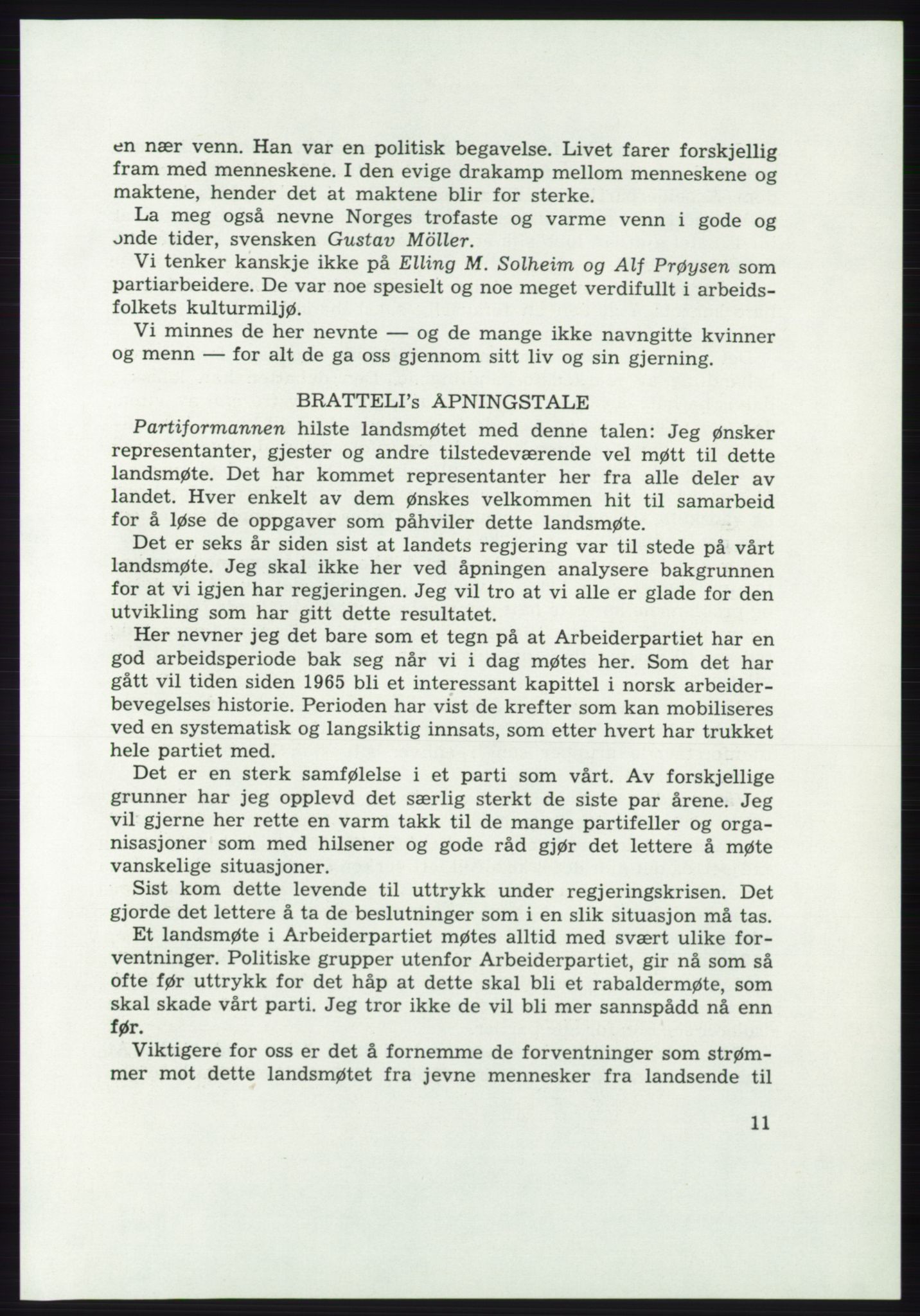 Det norske Arbeiderparti - publikasjoner, AAB/-/-/-: Protokoll over forhandlingene på det 43. ordinære landsmøte 9.-11. mai 1971 i Oslo, 1971, p. 11