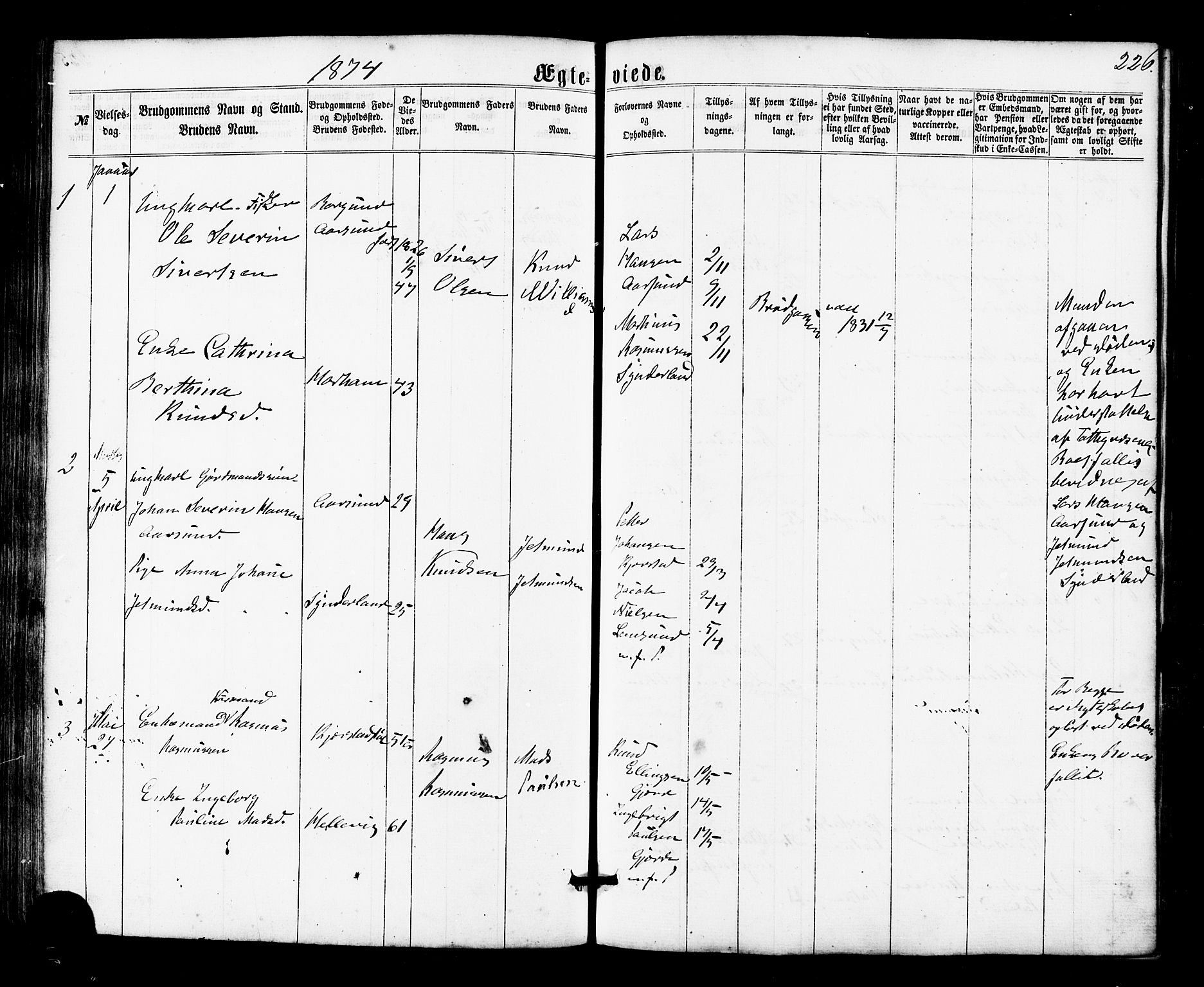 Ministerialprotokoller, klokkerbøker og fødselsregistre - Møre og Romsdal, SAT/A-1454/536/L0498: Parish register (official) no. 536A07, 1862-1875, p. 226