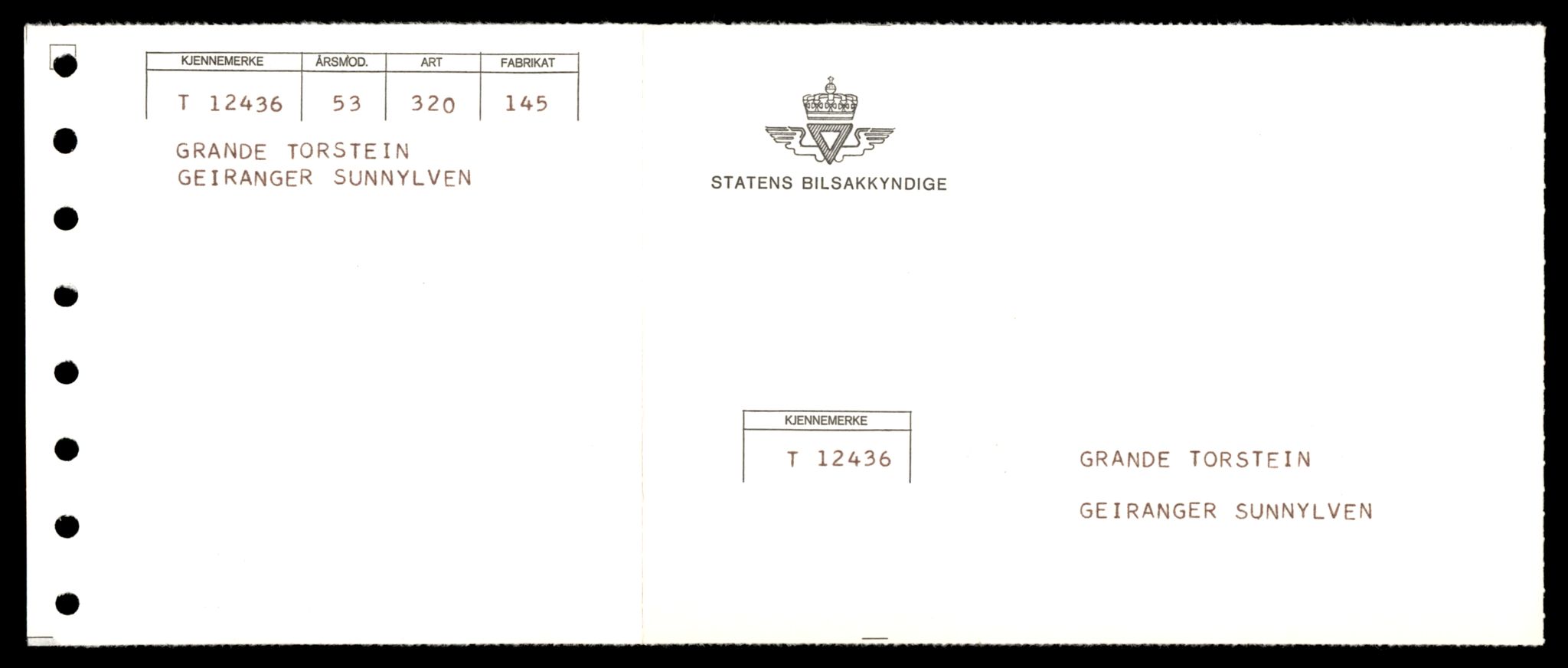 Møre og Romsdal vegkontor - Ålesund trafikkstasjon, SAT/A-4099/F/Fe/L0033: Registreringskort for kjøretøy T 12151 - T 12474, 1927-1998, p. 3269