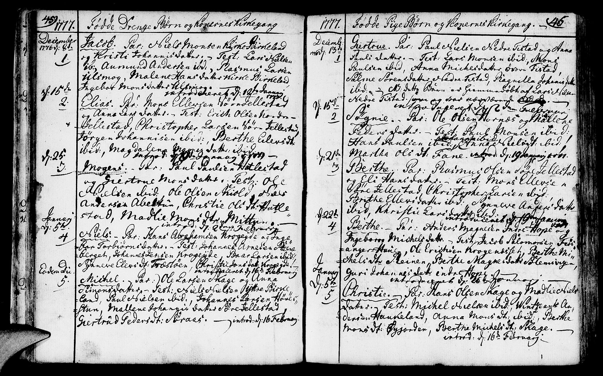 Fana Sokneprestembete, SAB/A-75101/H/Haa/Haaa/L0005: Parish register (official) no. A 5, 1773-1799, p. 45-46