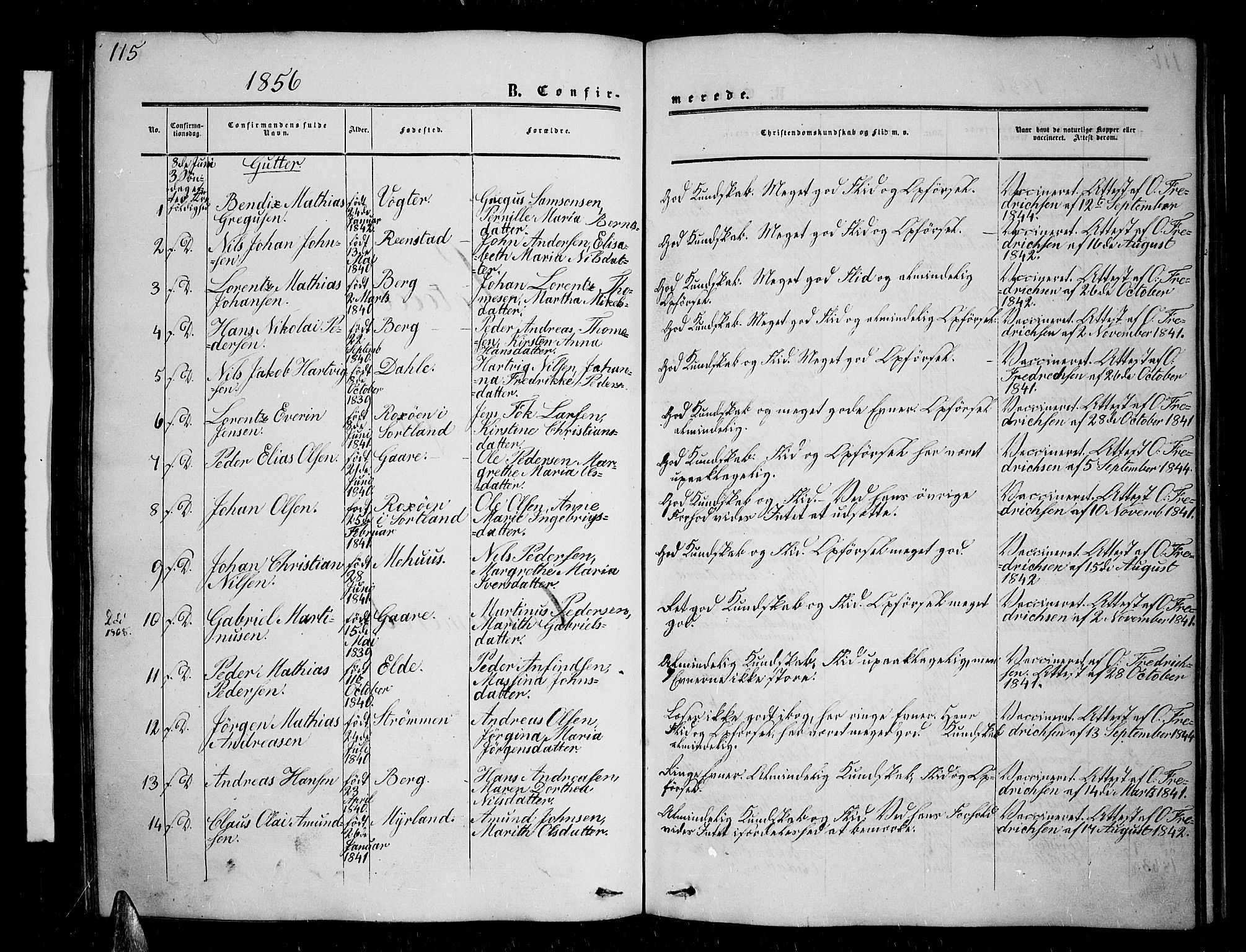 Kvæfjord sokneprestkontor, SATØ/S-1323/G/Ga/Gab/L0003klokker: Parish register (copy) no. 3, 1856-1870, p. 115