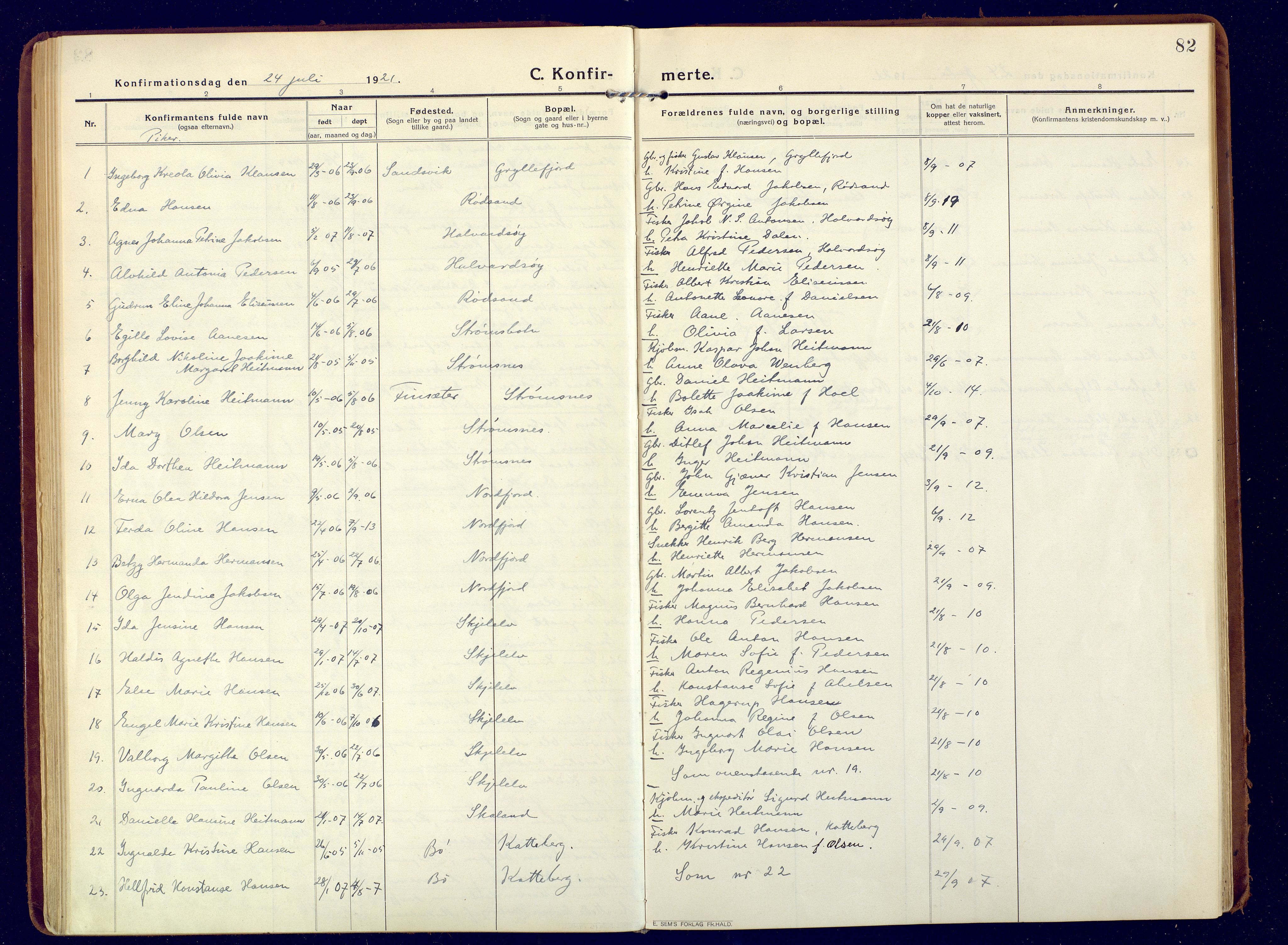 Berg sokneprestkontor, SATØ/S-1318/G/Ga/Gaa: Parish register (official) no. 9, 1916-1928, p. 82