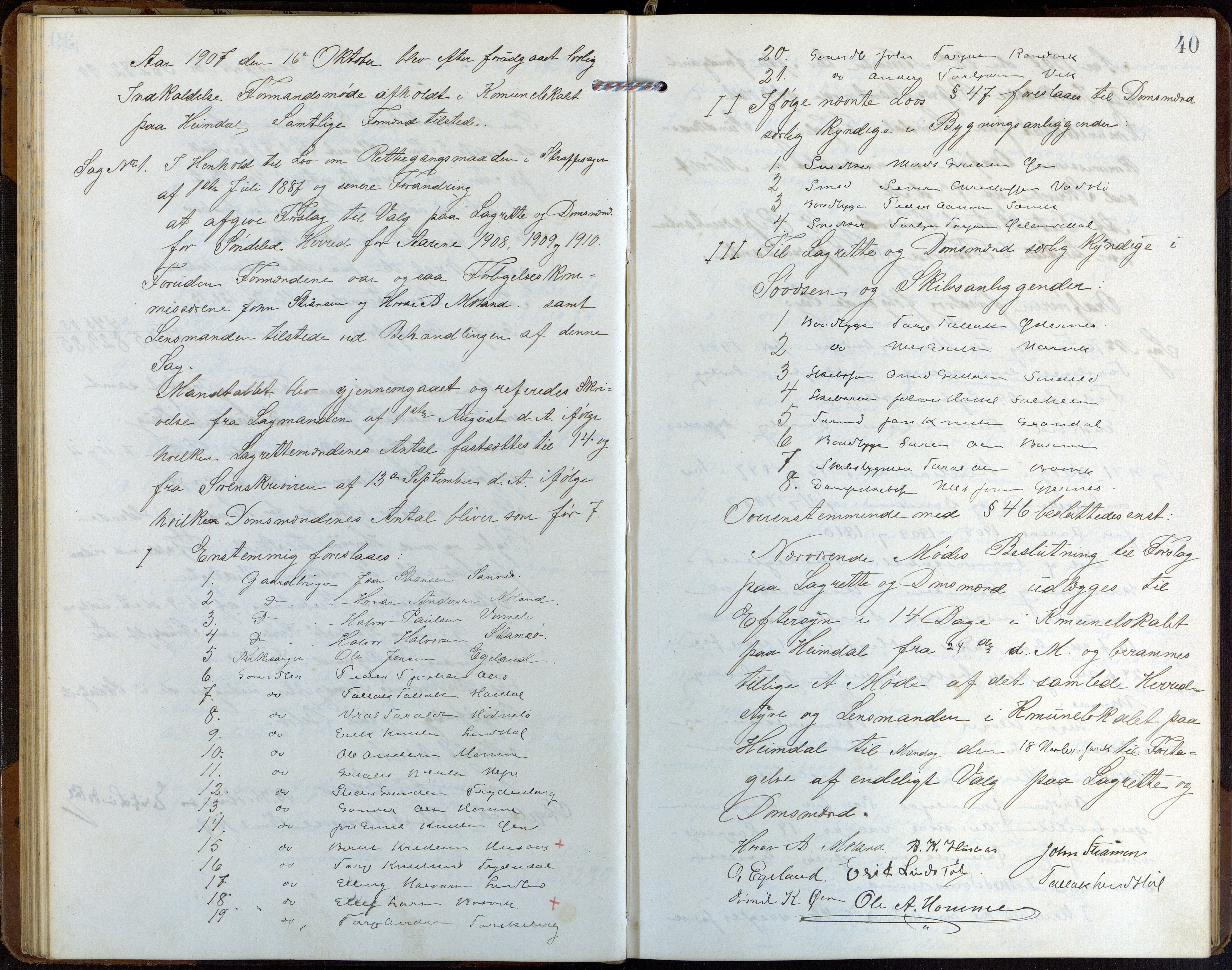 Søndeled kommune, AAKS/KA0913-PK/1/01/L0004: Forhandlingsprotokoll, 1905-1916, p. 40