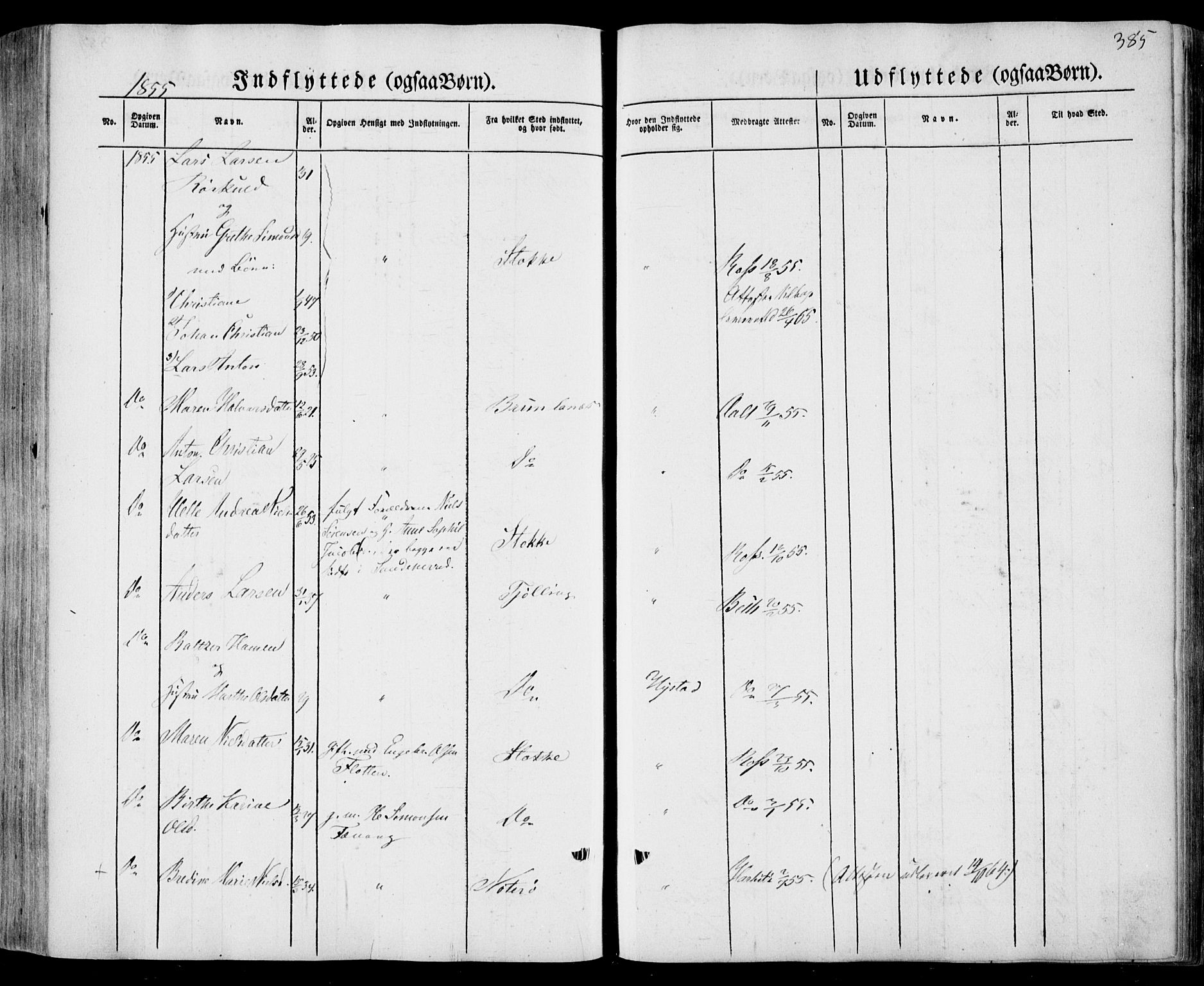 Sandar kirkebøker, AV/SAKO-A-243/F/Fa/L0006: Parish register (official) no. 6, 1847-1860, p. 385