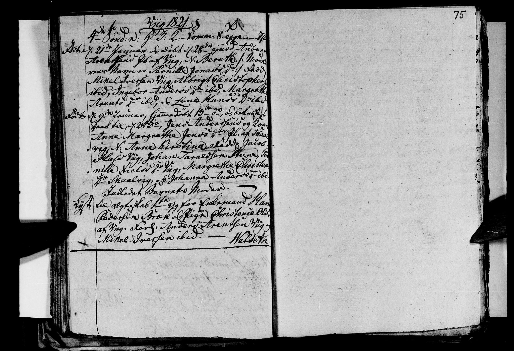 Ministerialprotokoller, klokkerbøker og fødselsregistre - Nordland, AV/SAT-A-1459/812/L0185: Parish register (copy) no. 812C03, 1815-1837, p. 75