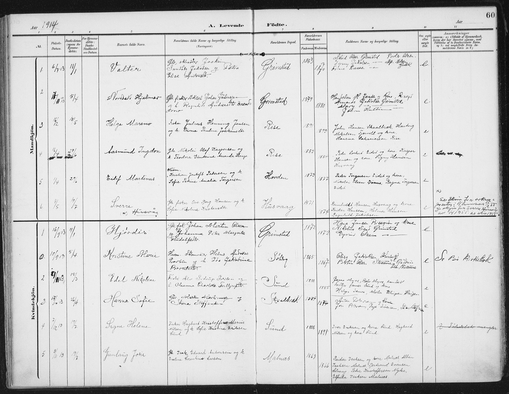 Ministerialprotokoller, klokkerbøker og fødselsregistre - Nordland, AV/SAT-A-1459/892/L1321: Parish register (official) no. 892A02, 1902-1918, p. 60