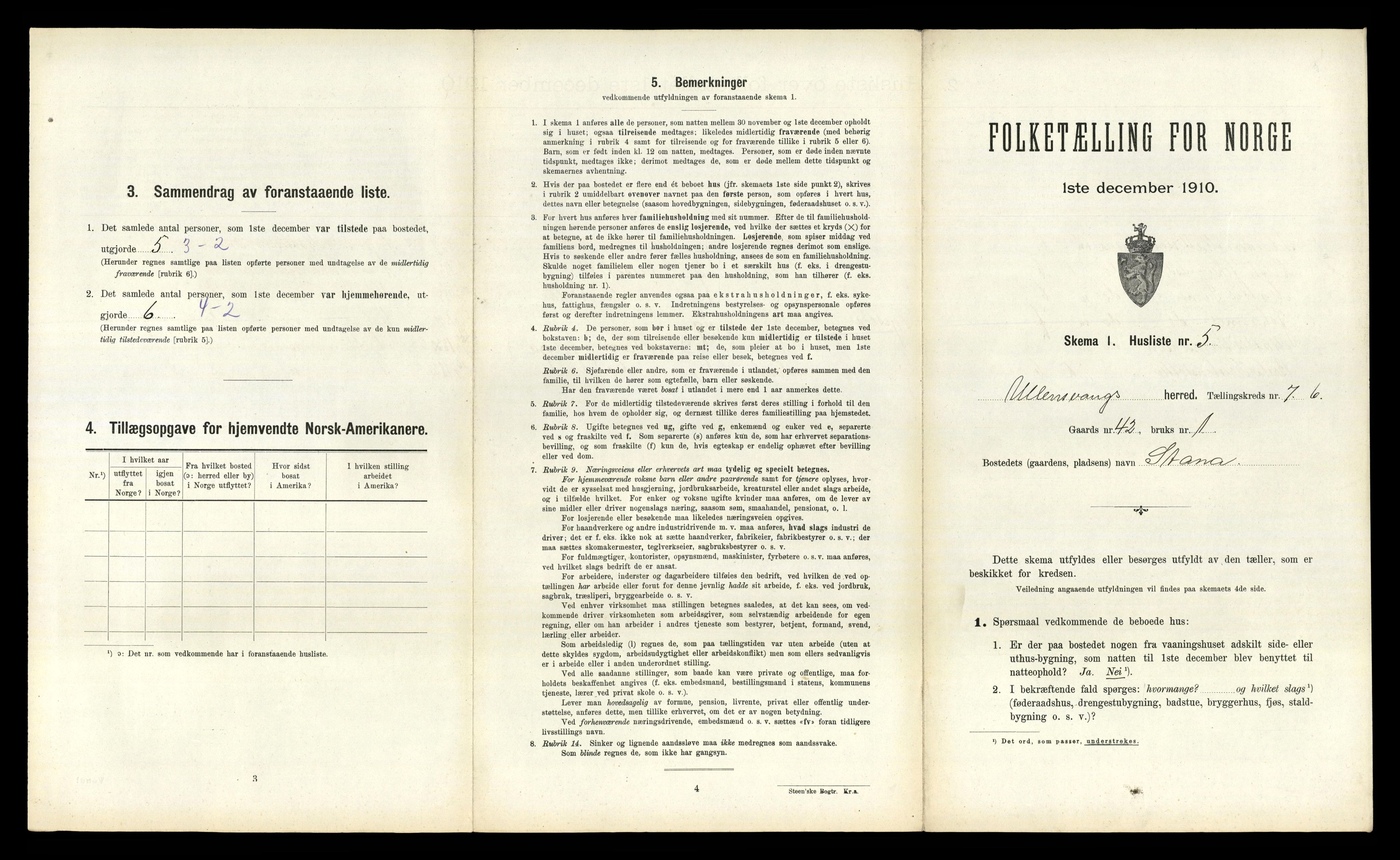 RA, 1910 census for Ullensvang, 1910, p. 855