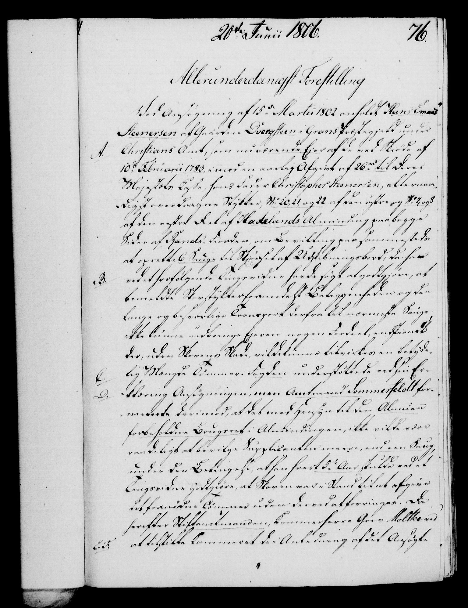 Rentekammeret, Kammerkanselliet, RA/EA-3111/G/Gf/Gfa/L0088: Norsk relasjons- og resolusjonsprotokoll (merket RK 52.88), 1806, p. 460