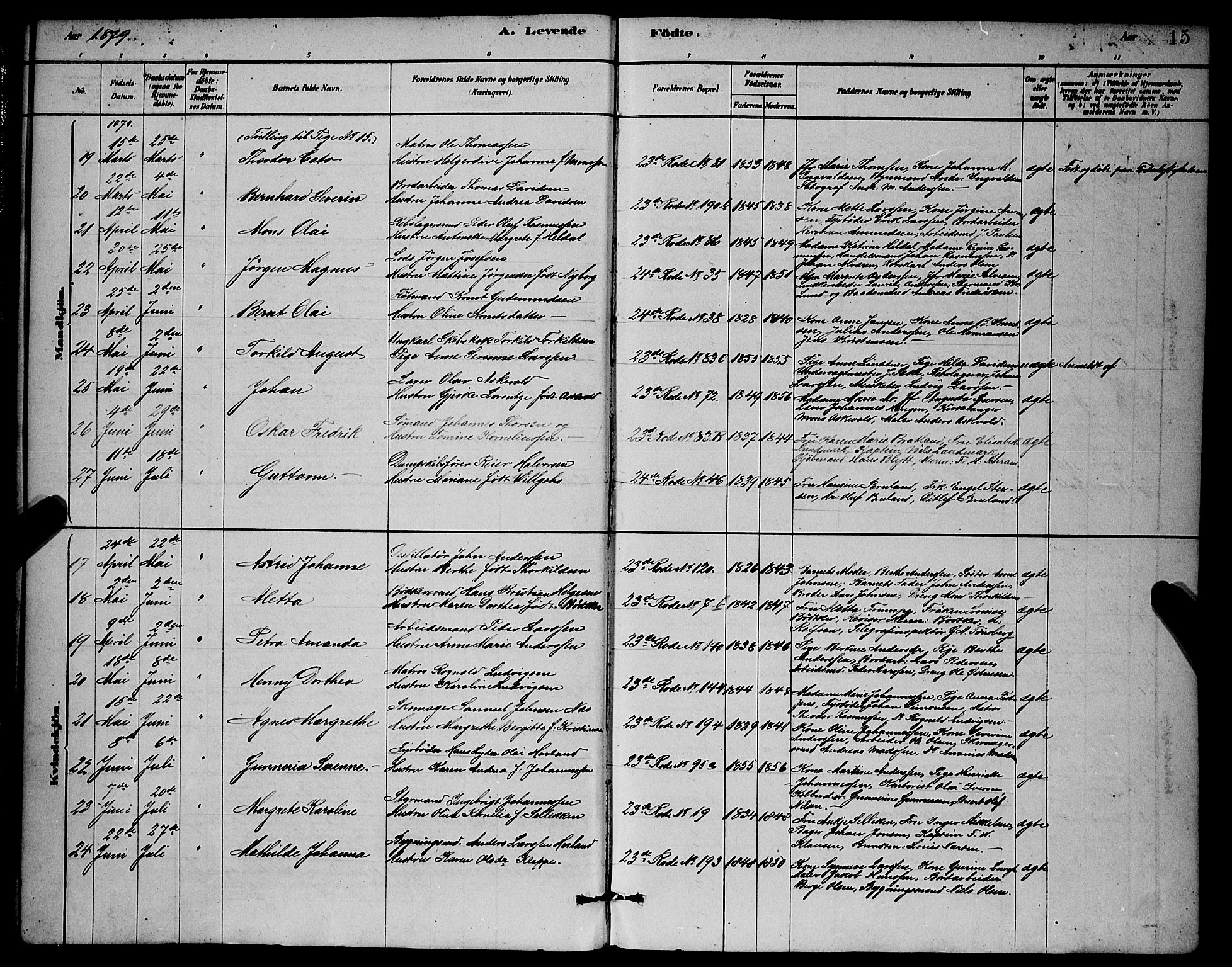 Mariakirken Sokneprestembete, AV/SAB-A-76901/H/Hab/L0004: Parish register (copy) no. A 4, 1878-1892, p. 15